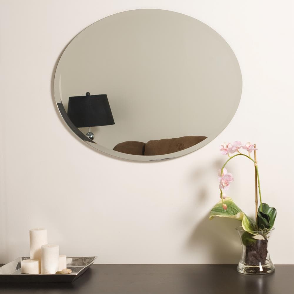 Decor Wonderland 22-in W x 28-in H Oval Frameless Bathroom Mirror in ...