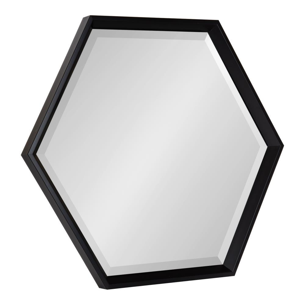 Kate and Laurel Calter 22-in W x 1.38-in H Hexagon Black Framed Wall Mirror