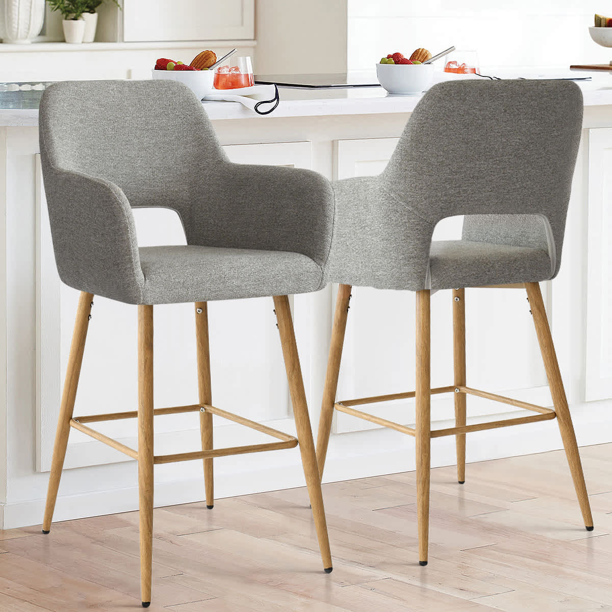 Maison Boucle ATLANTA-ARM-MB-GREY stools - View #2
