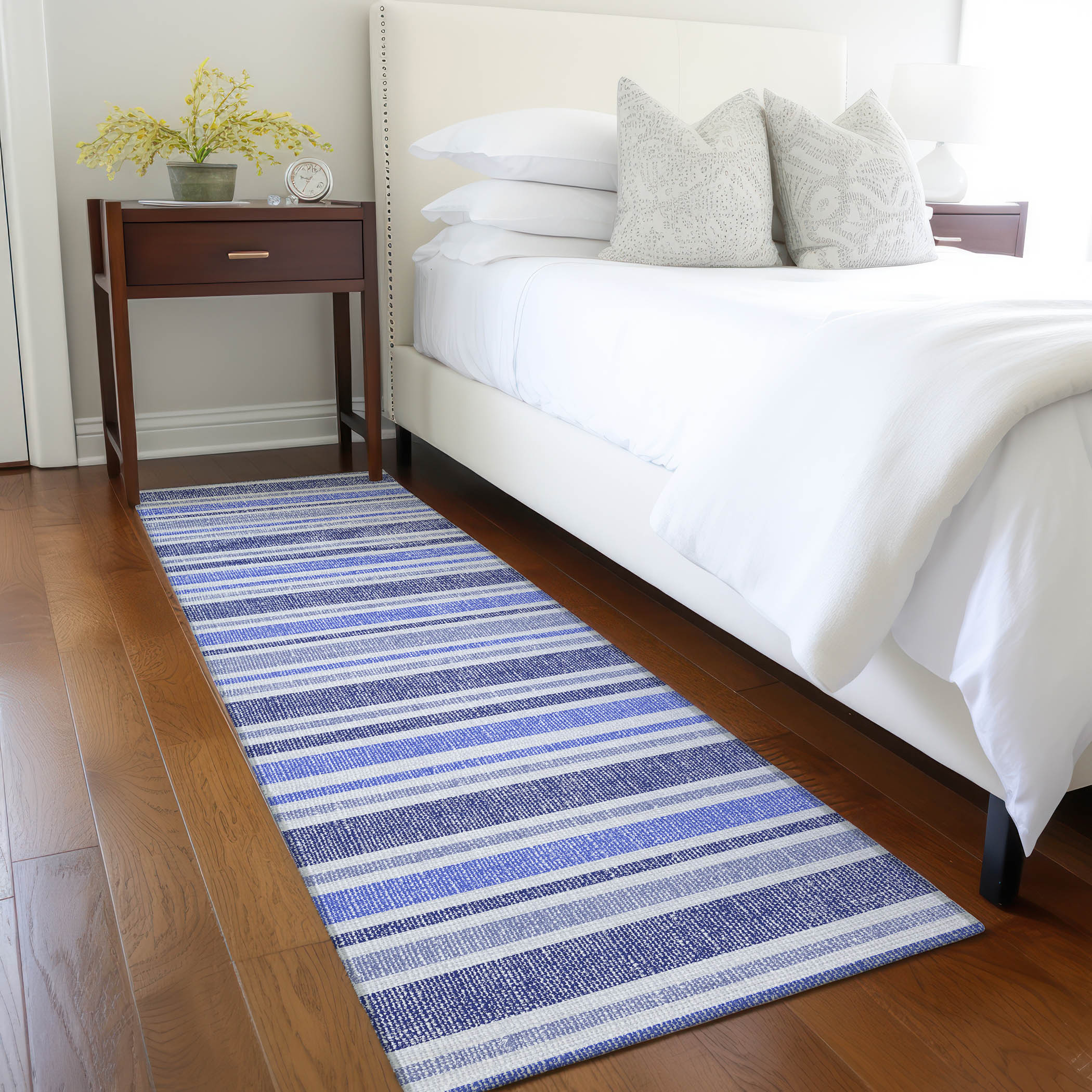 Addison Rugs ACN531BU2X8 Chantille 2 x 7 (ft) Polyester Blue Rectangular Indoor/Outdoor Stripe Machine washable Area rug
