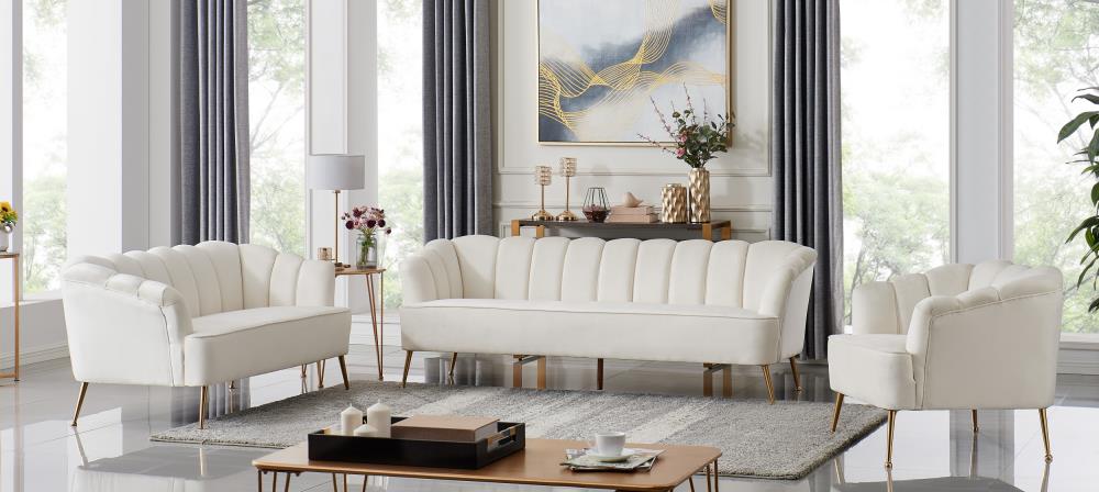 Chic Home Design Alicia 61-in the in 2-seater Modern Velvet Beige at Couches, Loveseat Sofas & department Loveseats