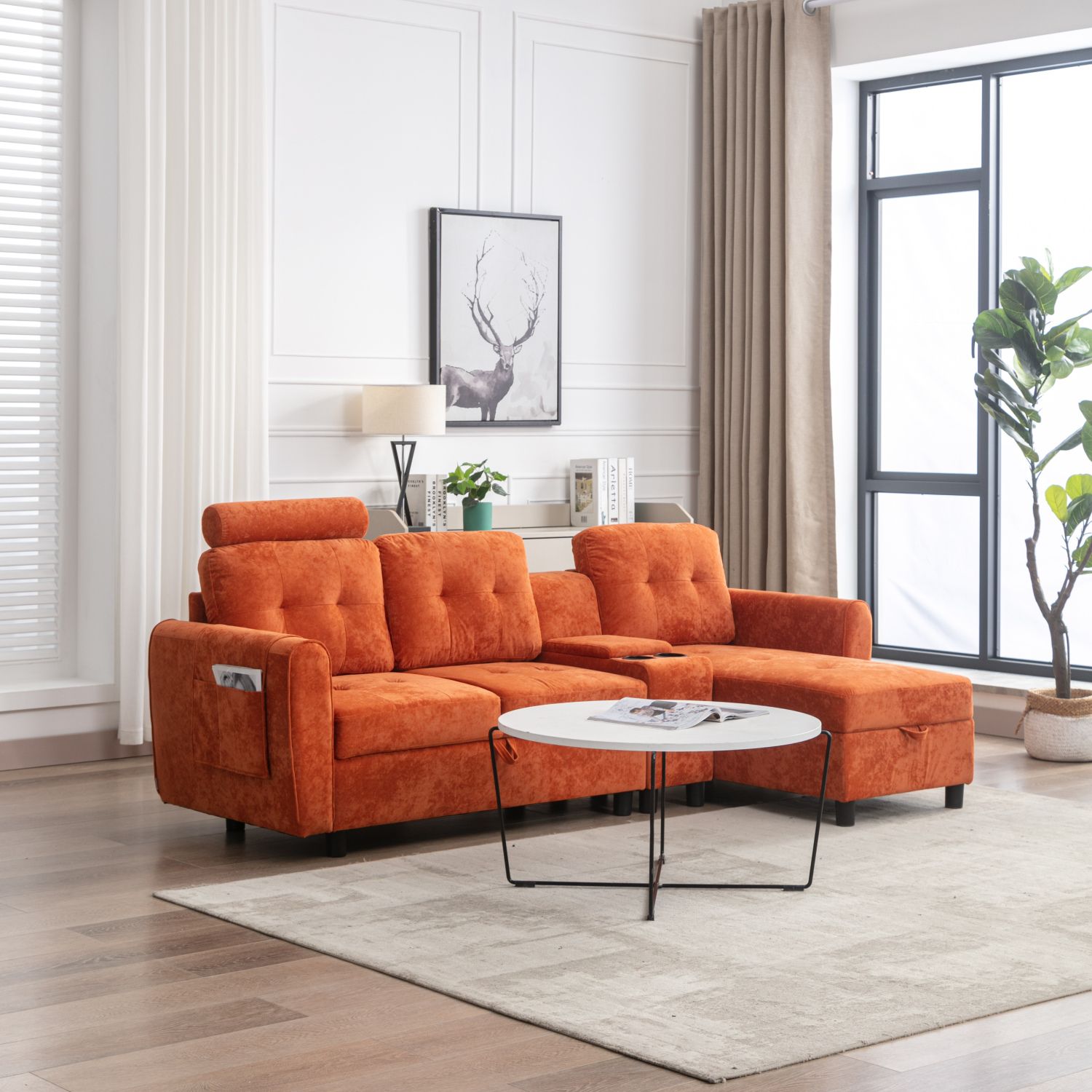JASMODER W1568S00006 50.00-in Modern Orange Sofa