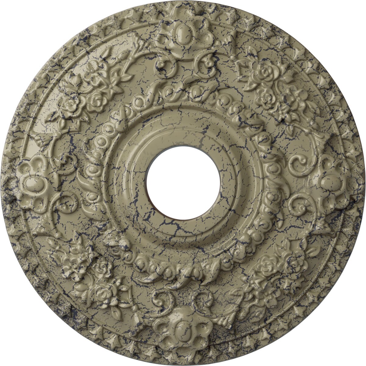 Ekena Millwork CM18ROCSC Rose 18-in W x 18-in L Painted Castle Stone Crackle Polyurethane Whole Ceiling Medallion