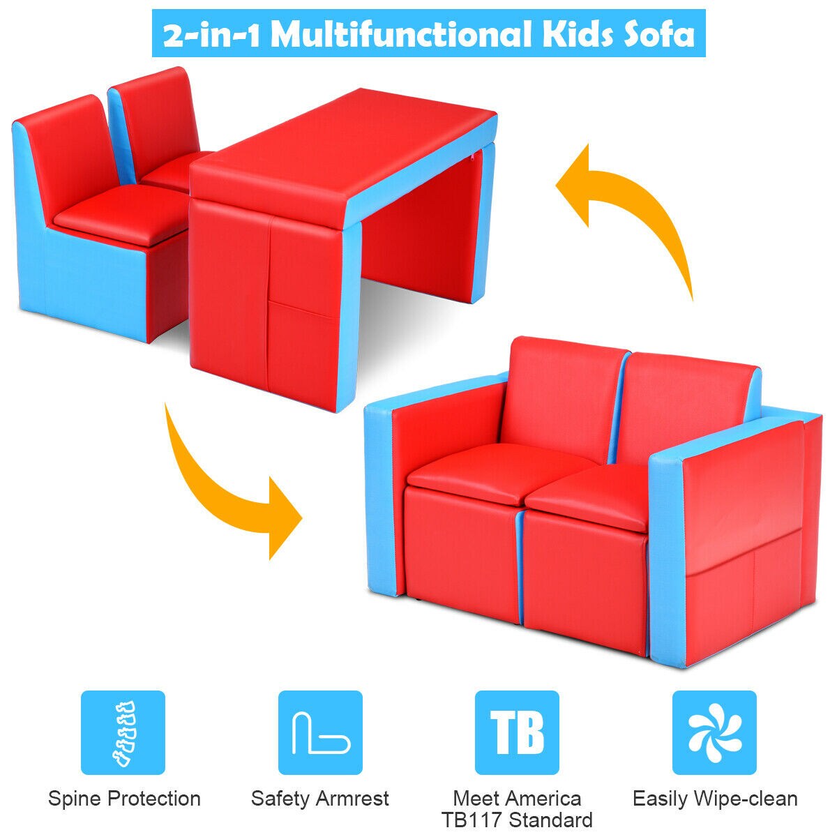 Sumyeg 19.5-in Modern Red Polyester/Blend 2-seater Loveseat in the ...