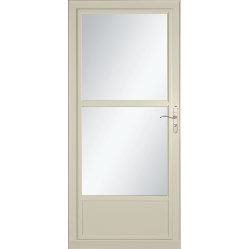 Tradewinds Selection 32-in x 81-in Almond Mid-view Retractable Screen Aluminum Storm Door with Brushed Nickel Handle in Off-White | - LARSON 1460608117