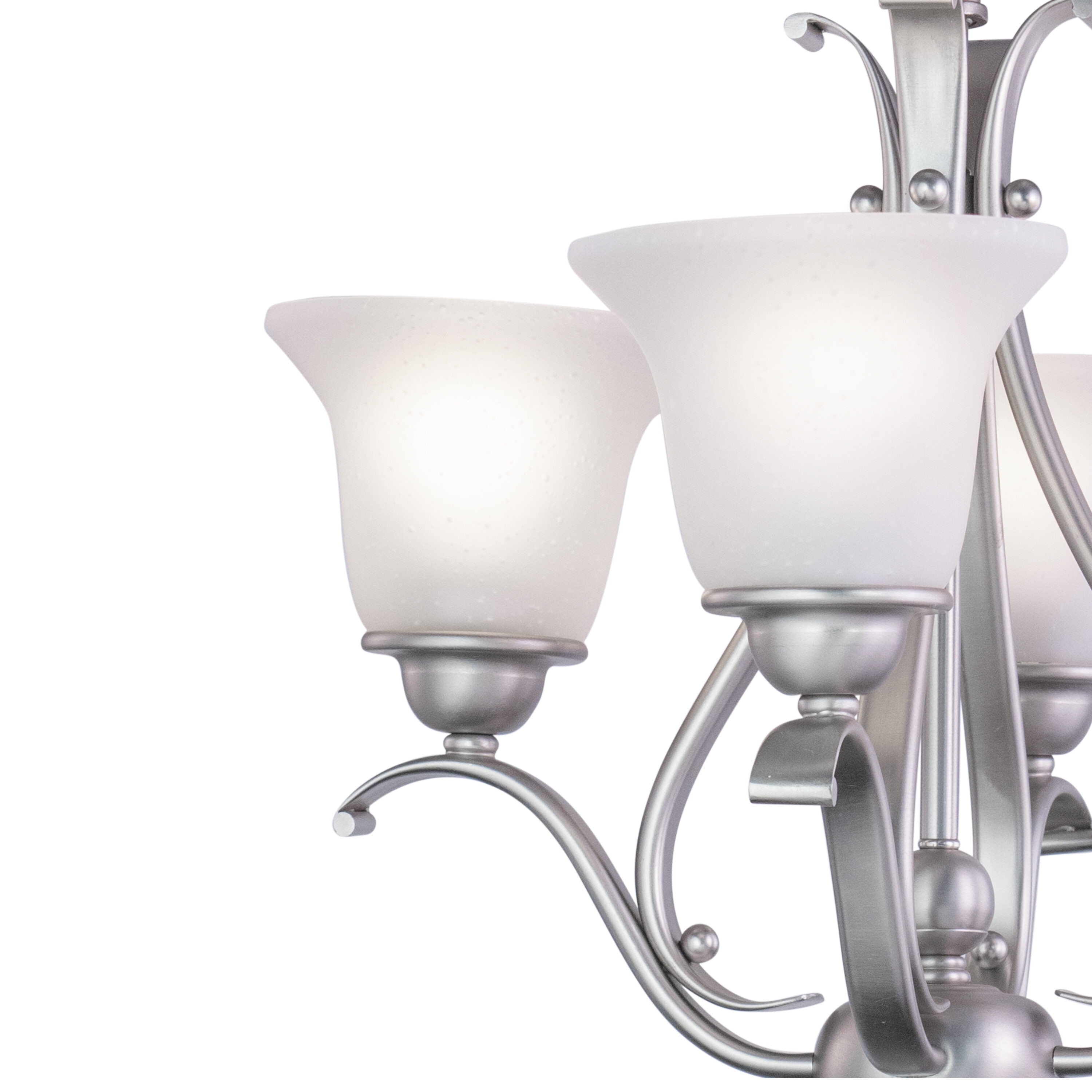 Monrovia Brushed Nickel Mini Chandelier with White Frosted Glass