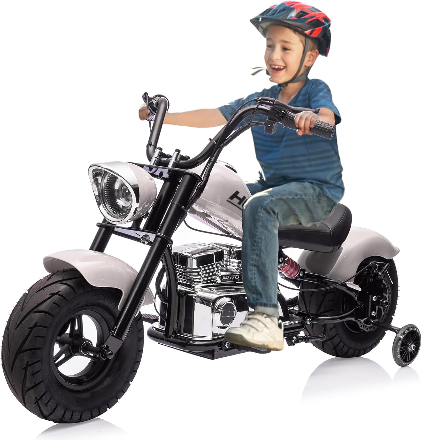 Qeetex LHF-TC-WQ591072 Kids Electric Off-Road Dirt Bike 36V Motorcycle With Top Speed of 16.5 Mph Spring Suspension Led Lights Music Player and 176 Lbs Max Load Capacity for Teens White