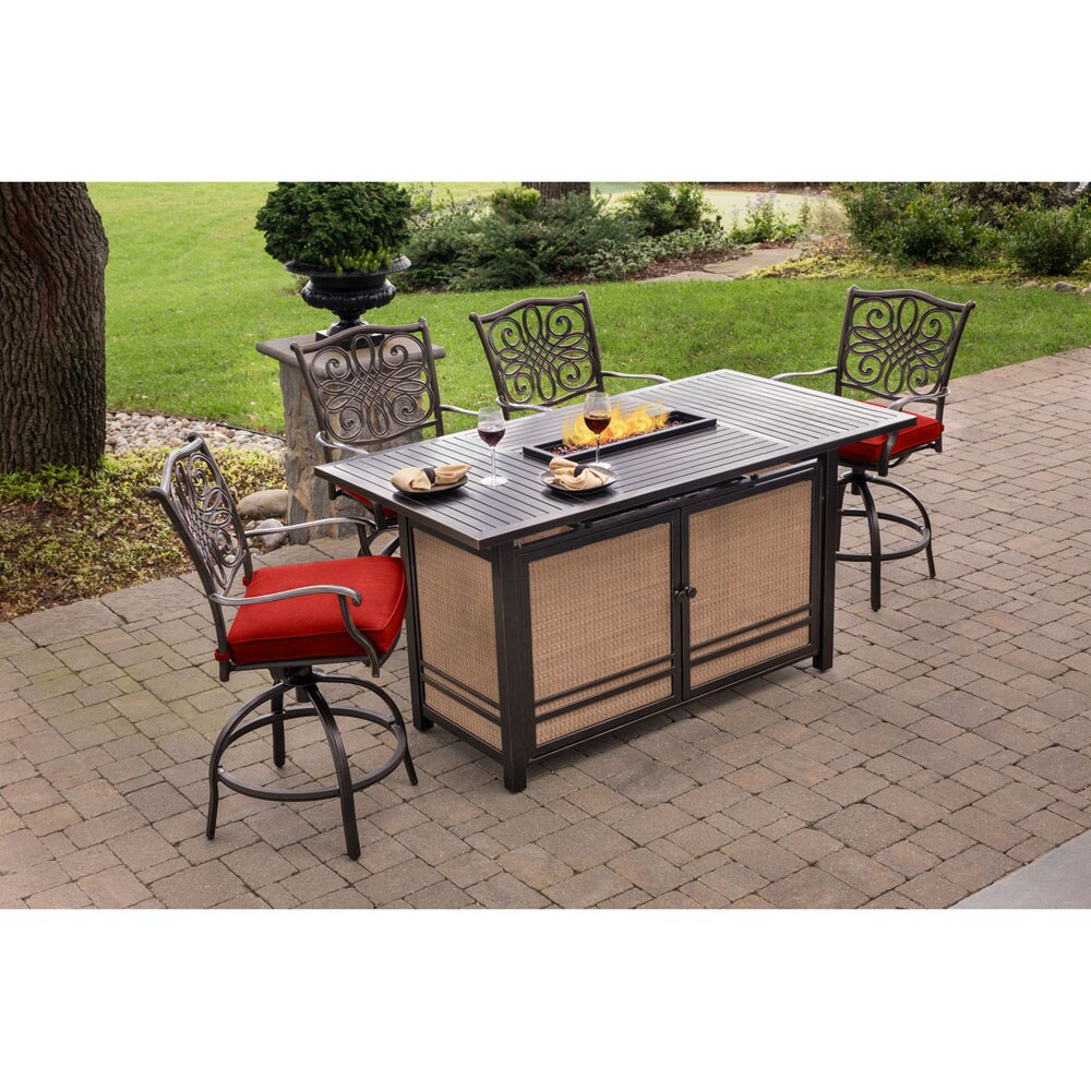 Hanover TRAD5PCFPBR-RED Patio-Dining-Sets - View #14