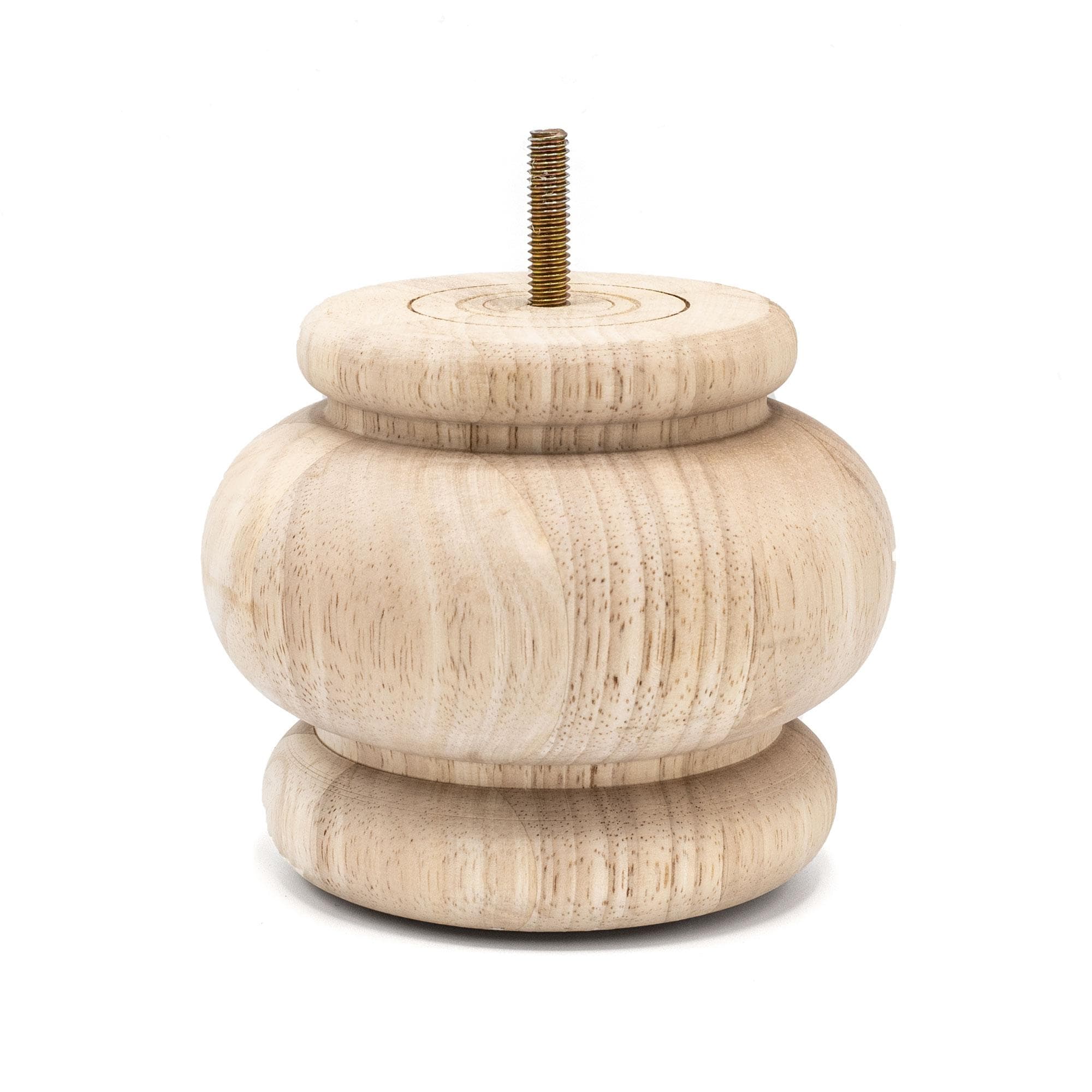 4-Inch Unfinished Solid Hardwood Round Bun Feet Set