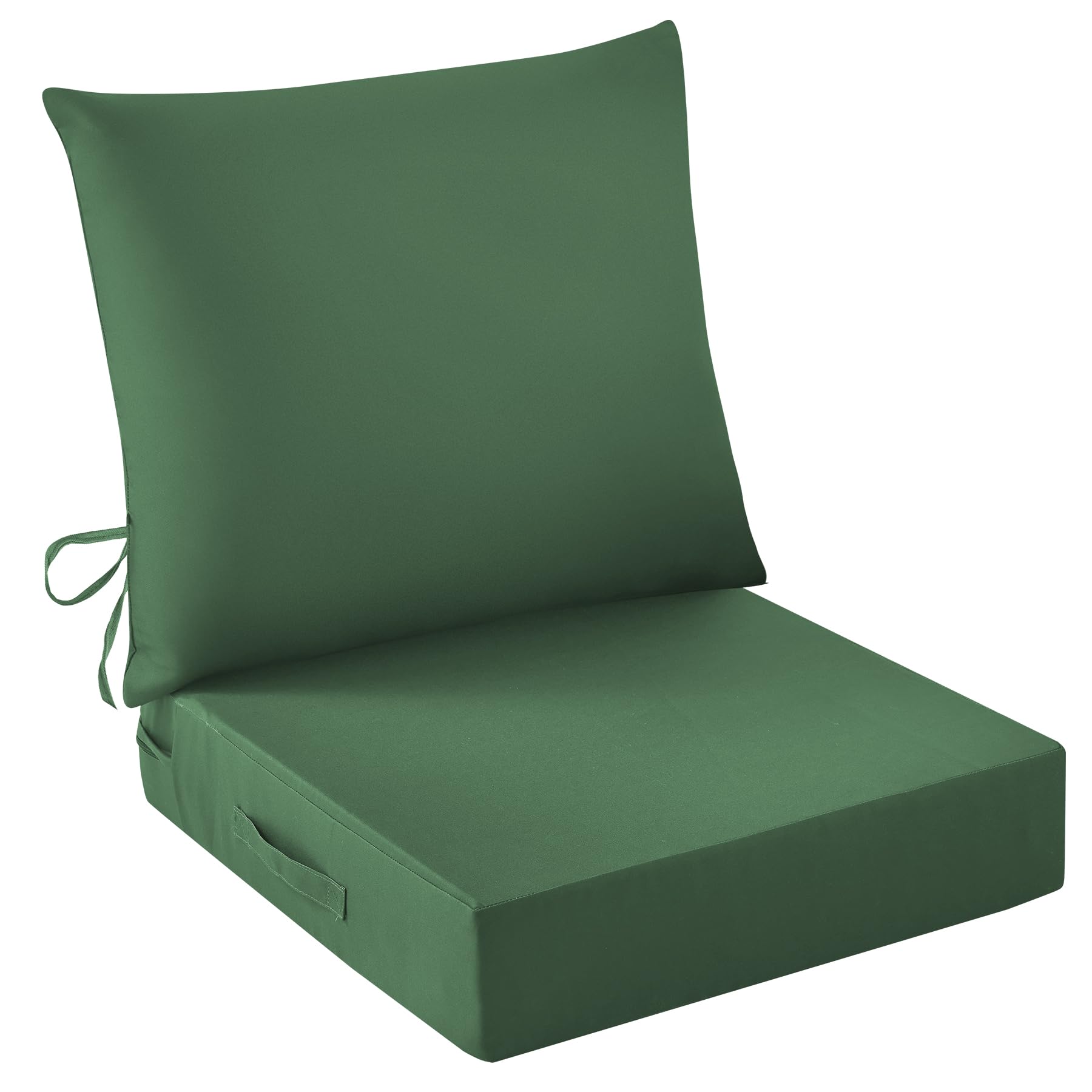 PIGFDK Forest Green Outdoor Chair Cushions Waterproof Fade Resistant Deep Set with Handle Ties High Density Foam Oxford Fabric Removable Washable