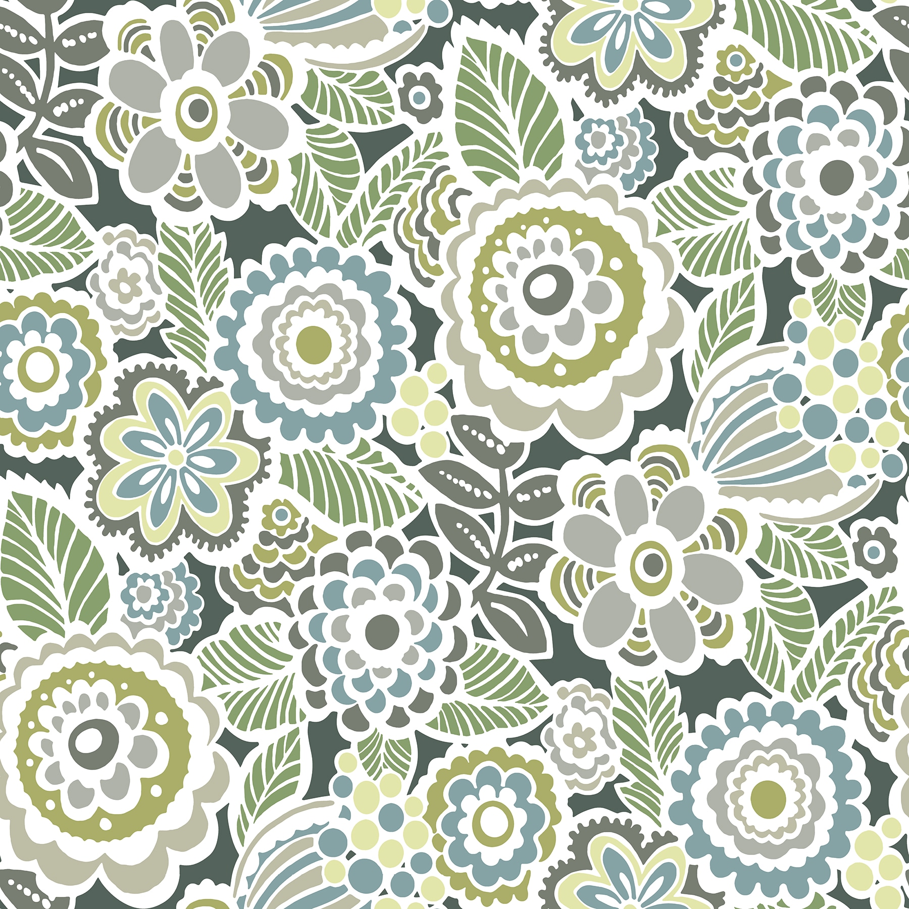 A-Street Prints 2903-25867 BlueBell 56.4-Sq. Feet Green Non-woven Floral Unpasted Wallpaper