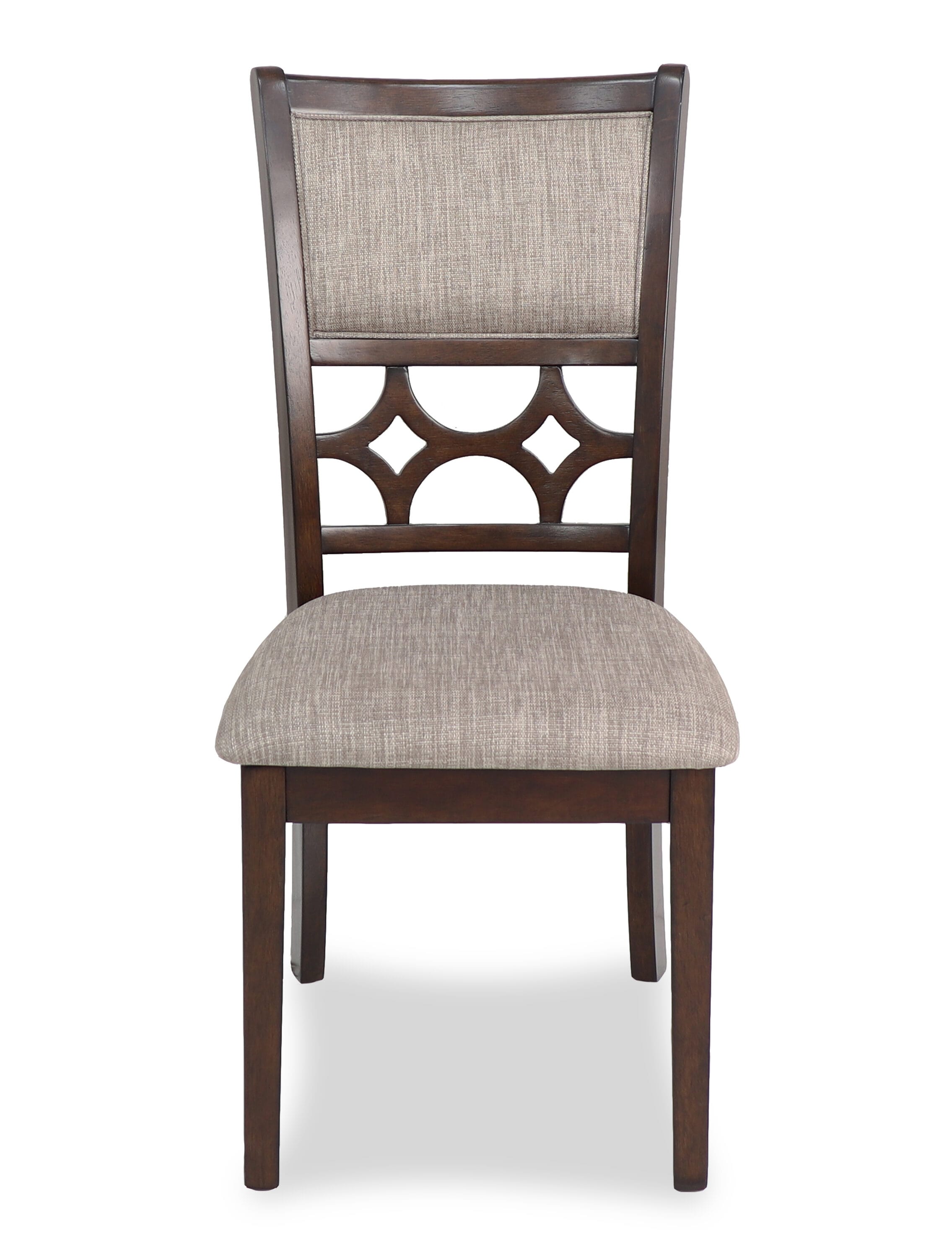 Cherry Brown Round Wood Dining Set with 4 Chairs