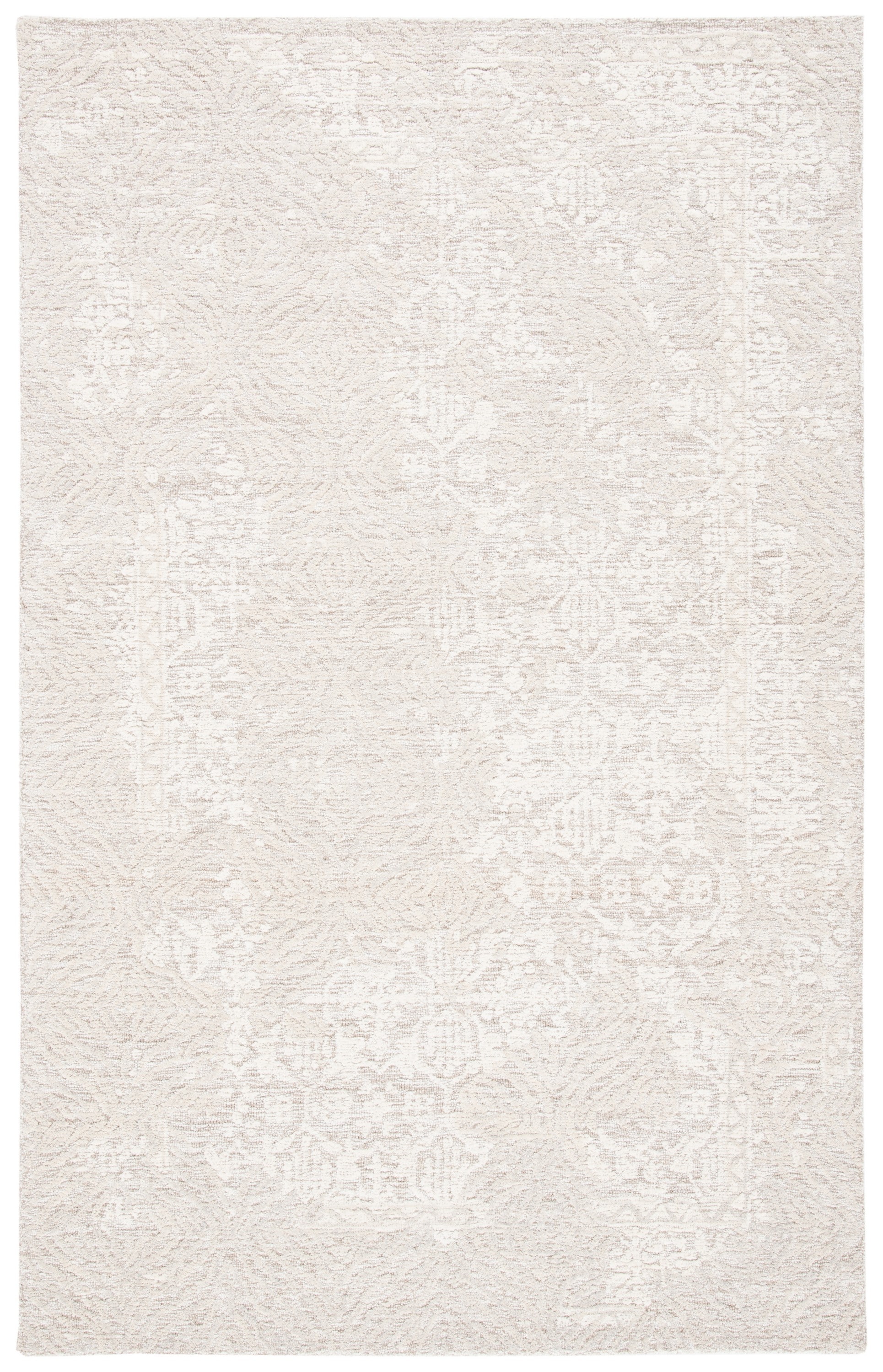 Hand-Tufted Ivory Wool Floral Rug - 59" x 84" Rectangular Design