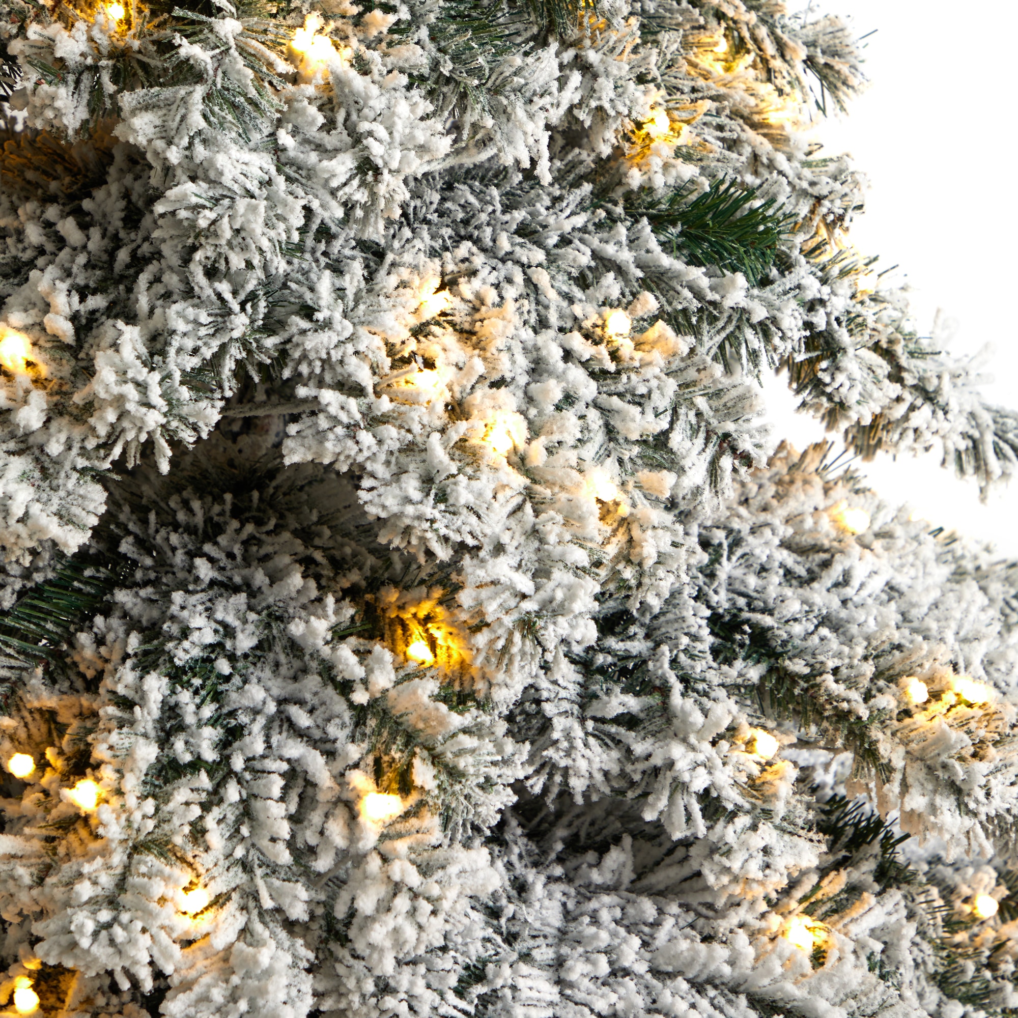 Nearly Natural 7-ft Douglas Fir Pre-lit Flocked Artificial Christmas ...