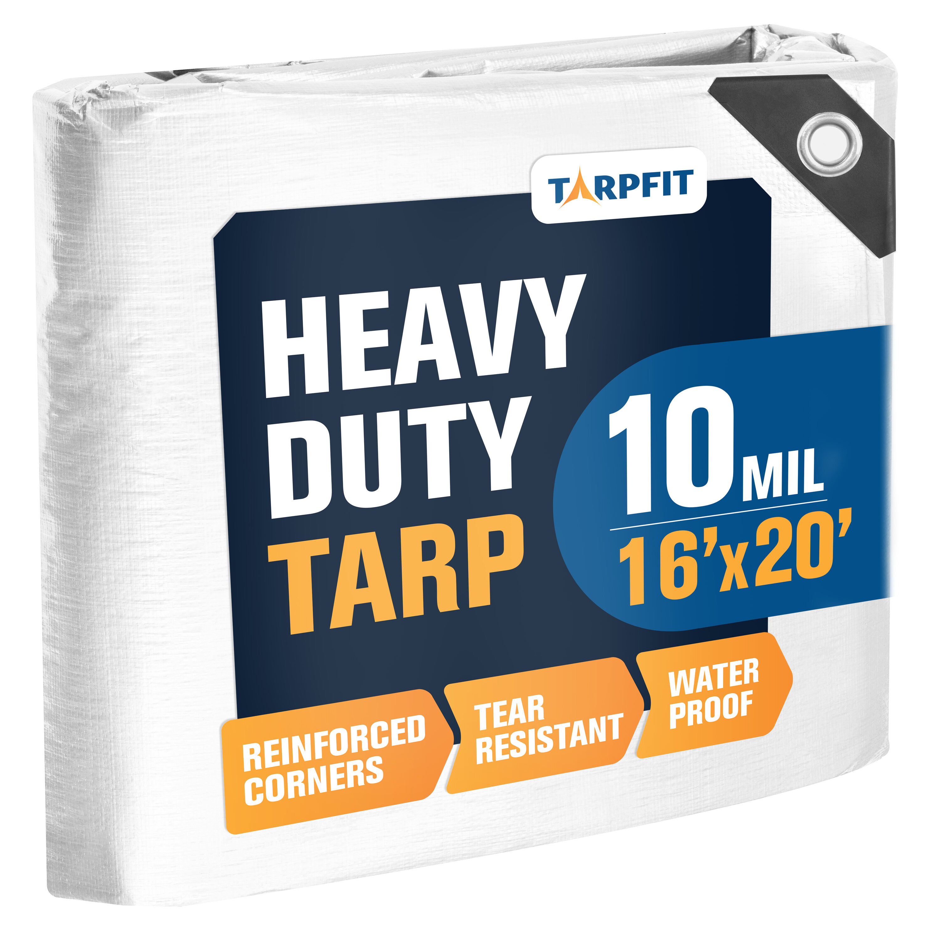 TARPFIT T10F-WH1620 16-ft x 20-ft White Waterproof Commercial Polyethylene 10-mil Tarp