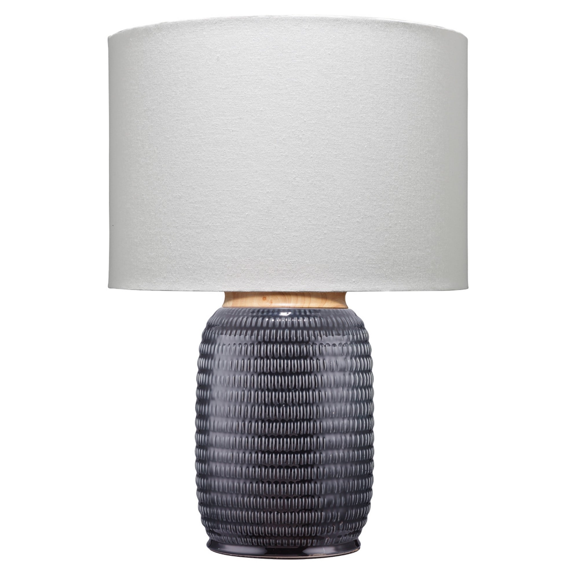 Benzara BM241120 25-in Gray LED On/Off Switch Table Lamp with Fabric Shade