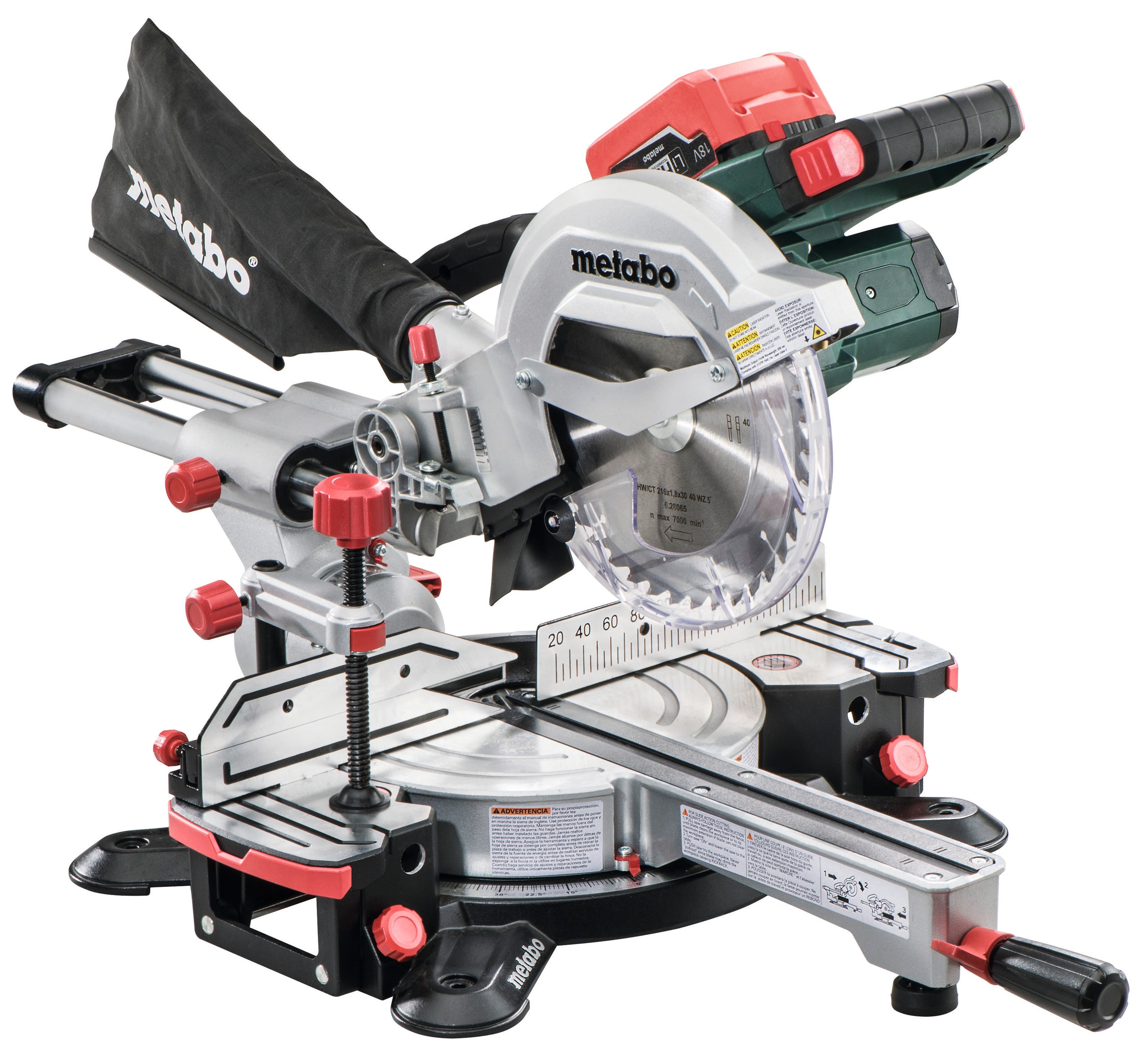 Cordless 8-1/2-in 6.2-Amp Single Bevel Sliding Compound Miter Saw with Laser Guide | - Metabo KGS18 LTX 216 6.2AH