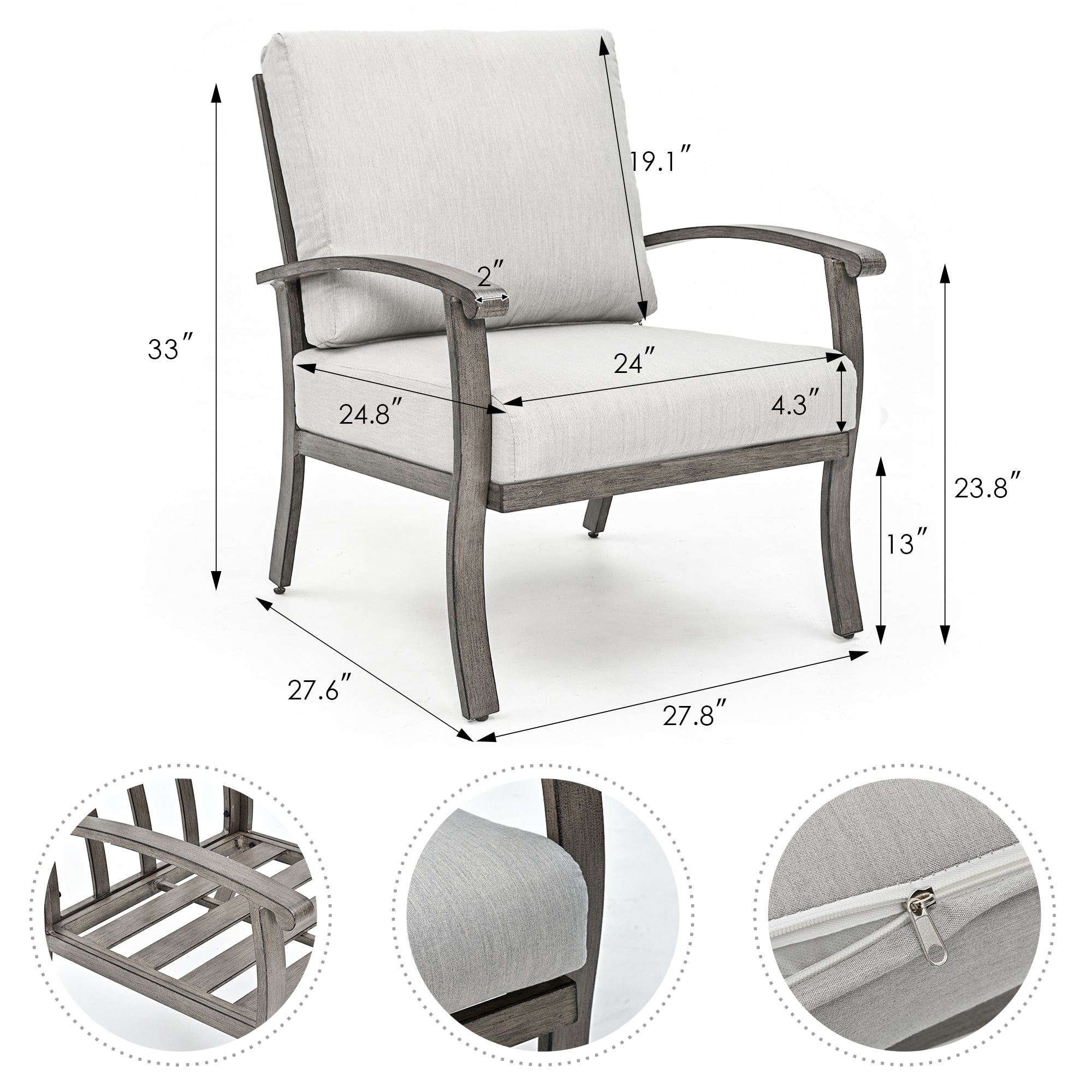 6-Piece Patio Conversation Set with Gray Cushions EL-SF6-GM-A2-WL3 at ...