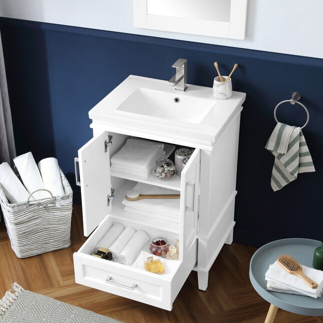OVE Decors Neale 24-in White Single Sink Bathroom Vanity with White ...