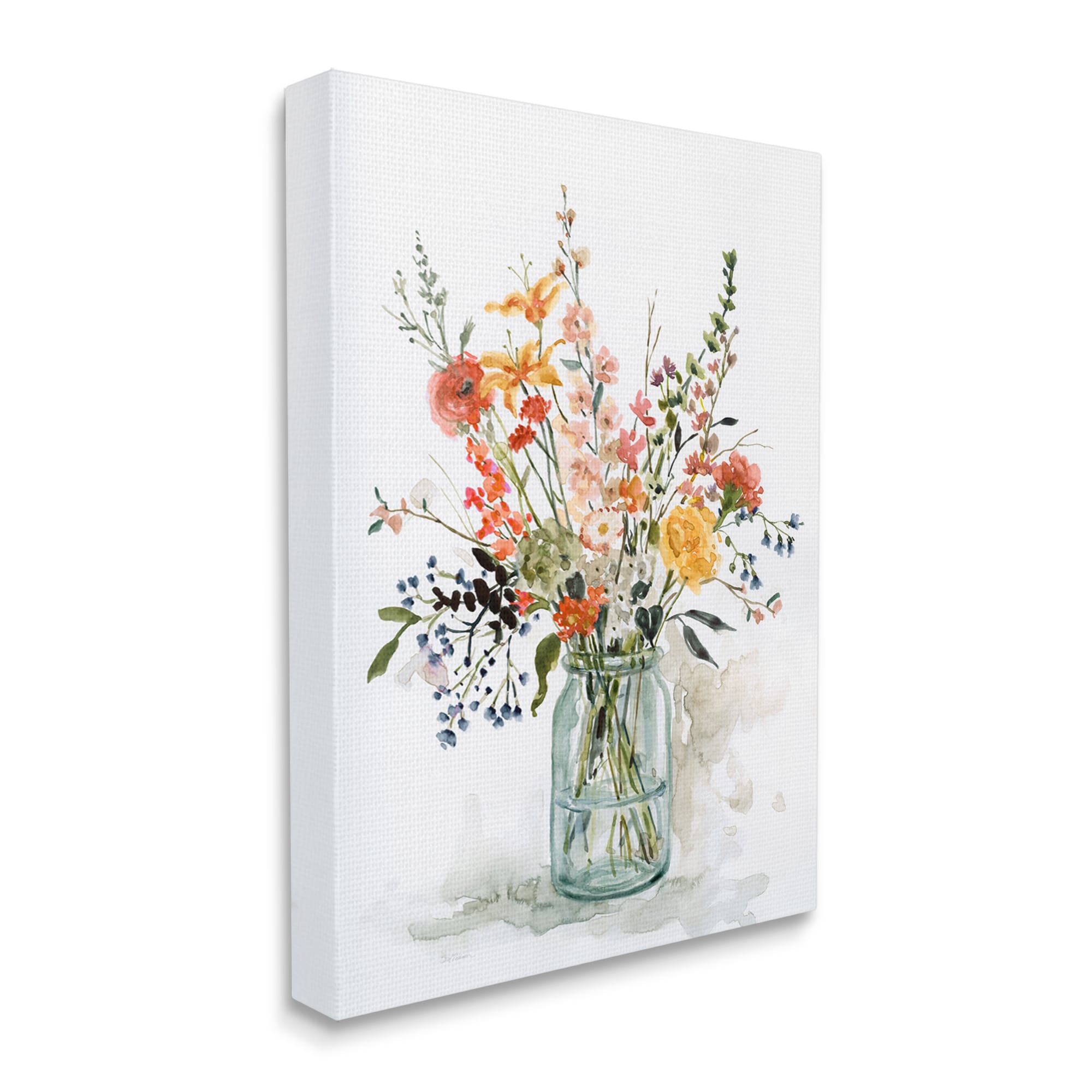 Warm Summer Meadow Floral Bouquet Still Life Canvas Wall Art, 24 x 30