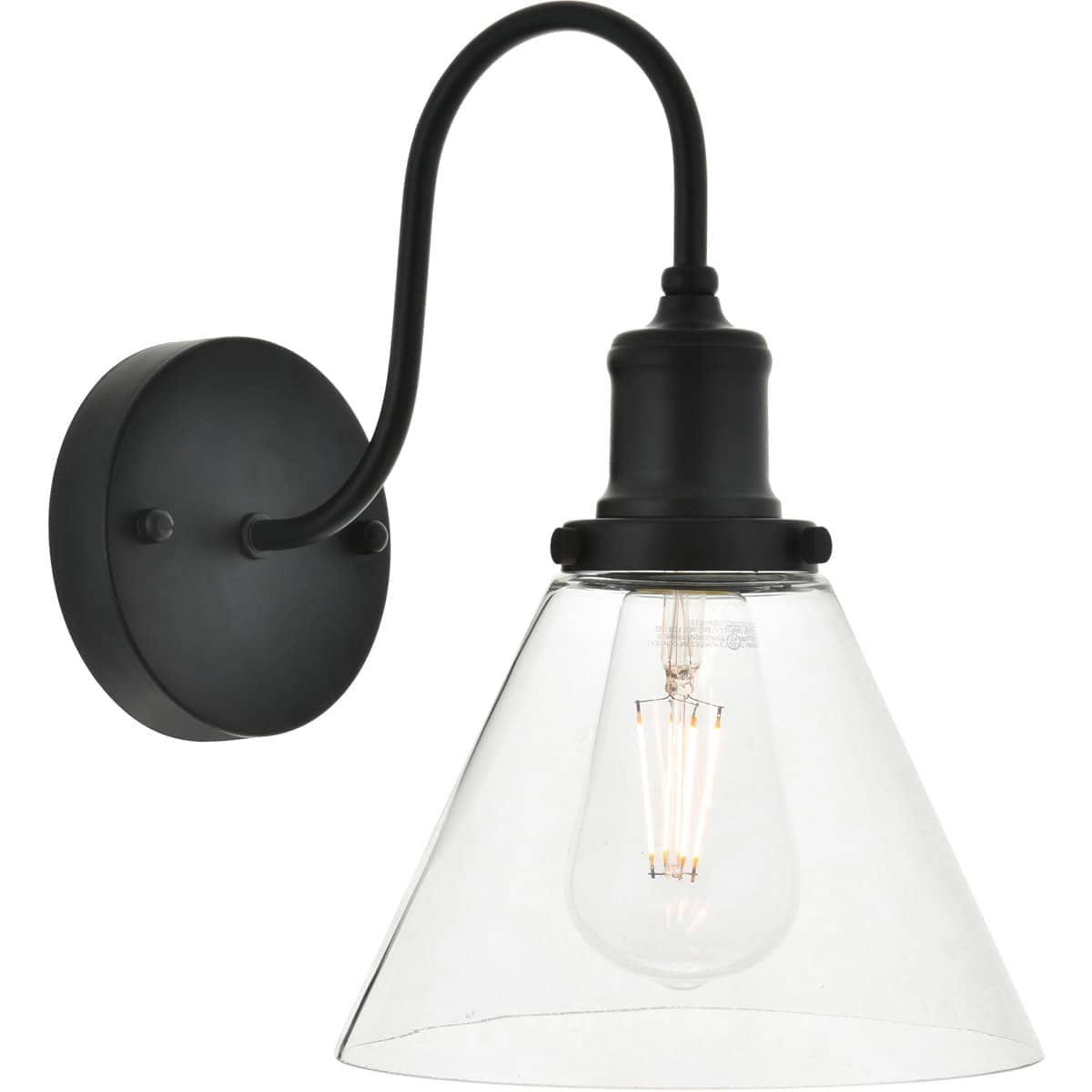Decovio  12800-B1 Dean 1 Light 75 inch Black Wall Sconce Wall Light
