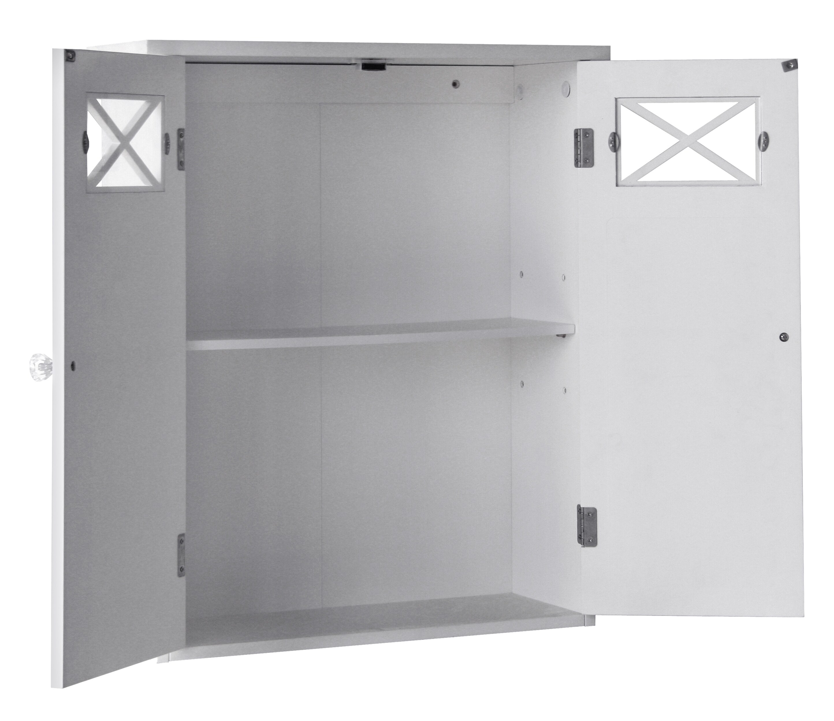 Dawson Classic White Engineered Wood Bathroom Wall Cabinet with Glass Doors