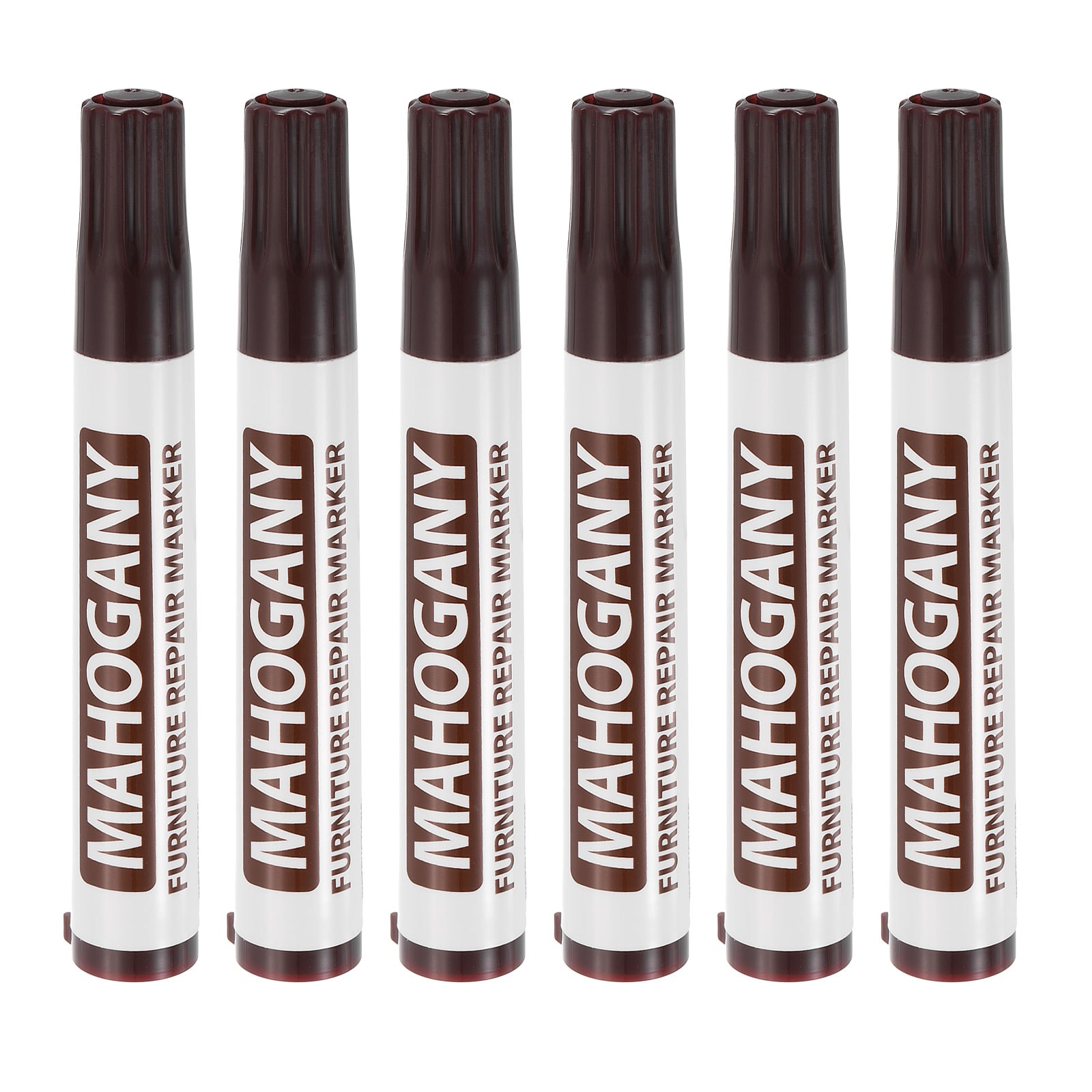 Unique Bargains Furniture Repair Wood Markers 6pcs Mahogany Touch Up Filler Sticks Oil Based Paint Markers for Scratches Wood Floors Tables Cabinet Carpenters Cover Ups