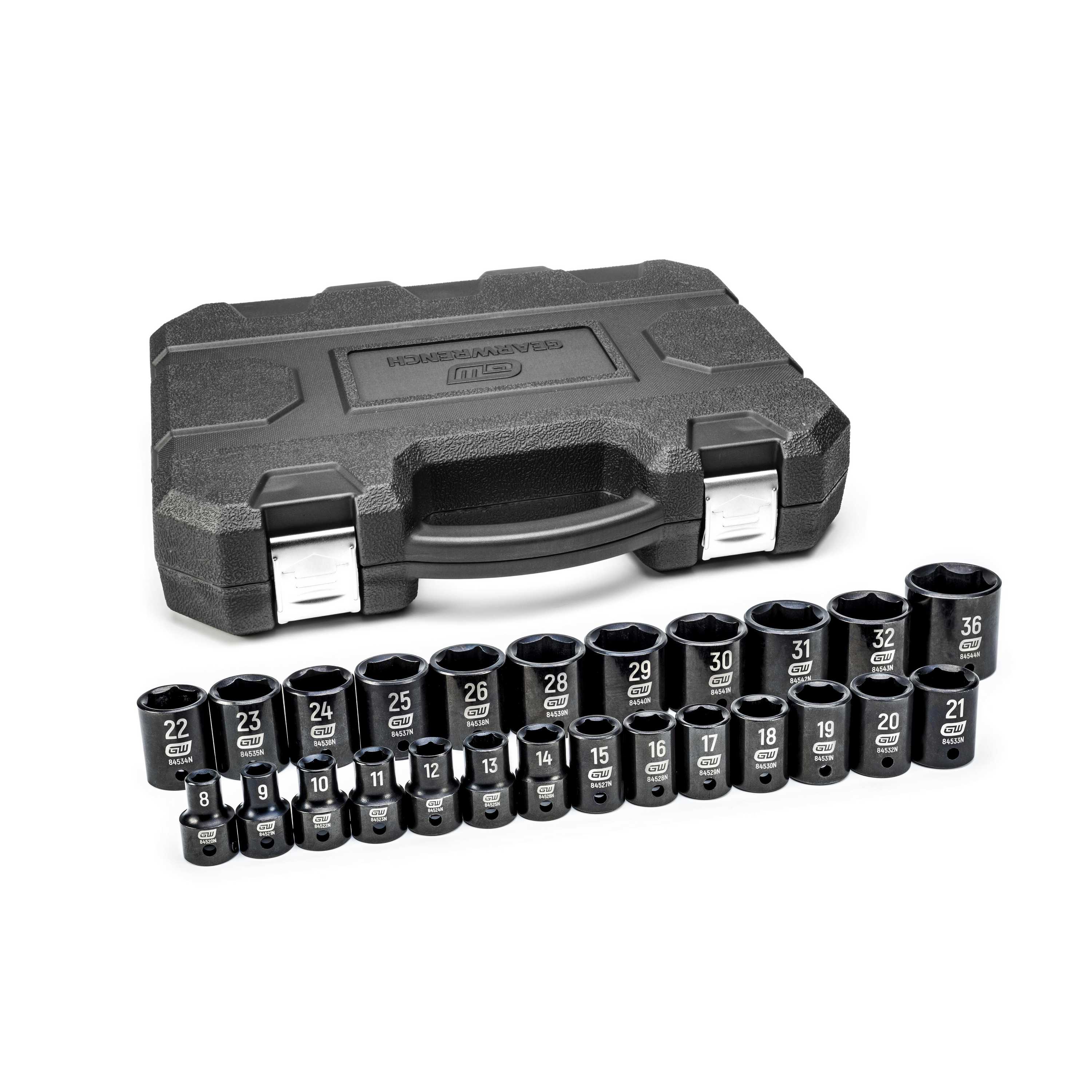 Gearwrench 80702 1/2" Drive Shallow Metric Socket Set 6 Point 