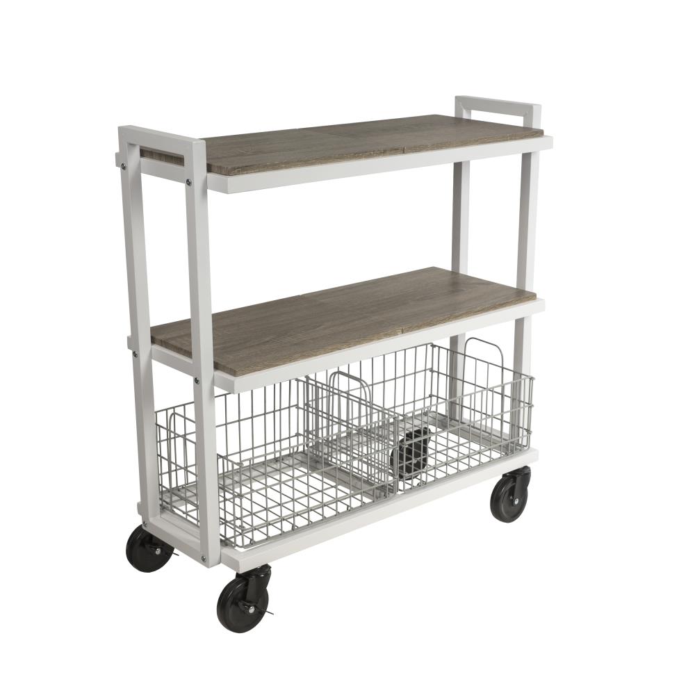 Three-Shelf Wire Cart with Liners, Metal, 3 Shelves, 600 lb