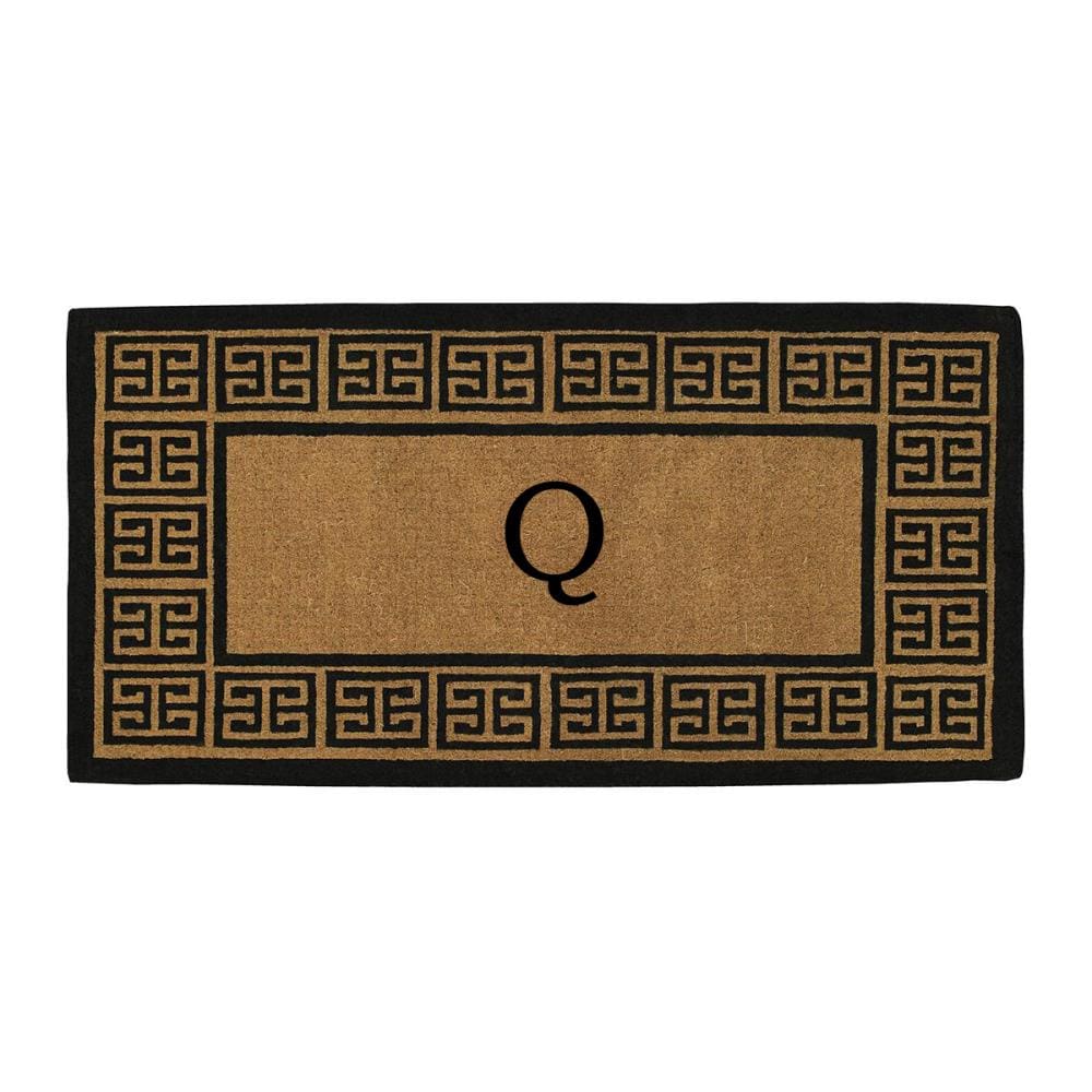 Callowaymills 180093672Q 3-ft x 6-ft Natural/Black Coir Rectangular Indoor or outdoor Decorative Door mat