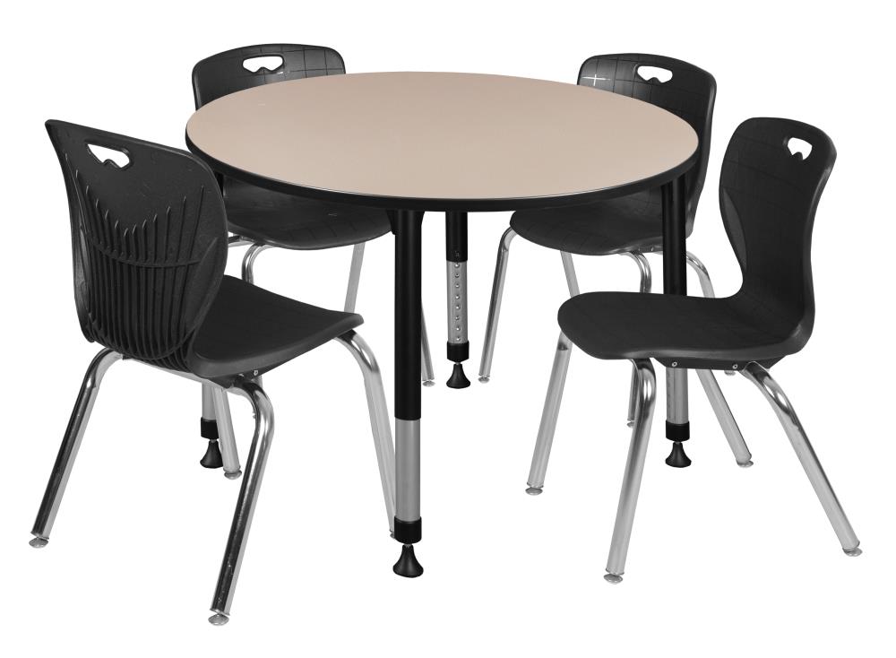 Regency TB48RNDBEAPBK40BK Classroom Tables Off-White 4-Person Training Table (48-in W x 34-in H)