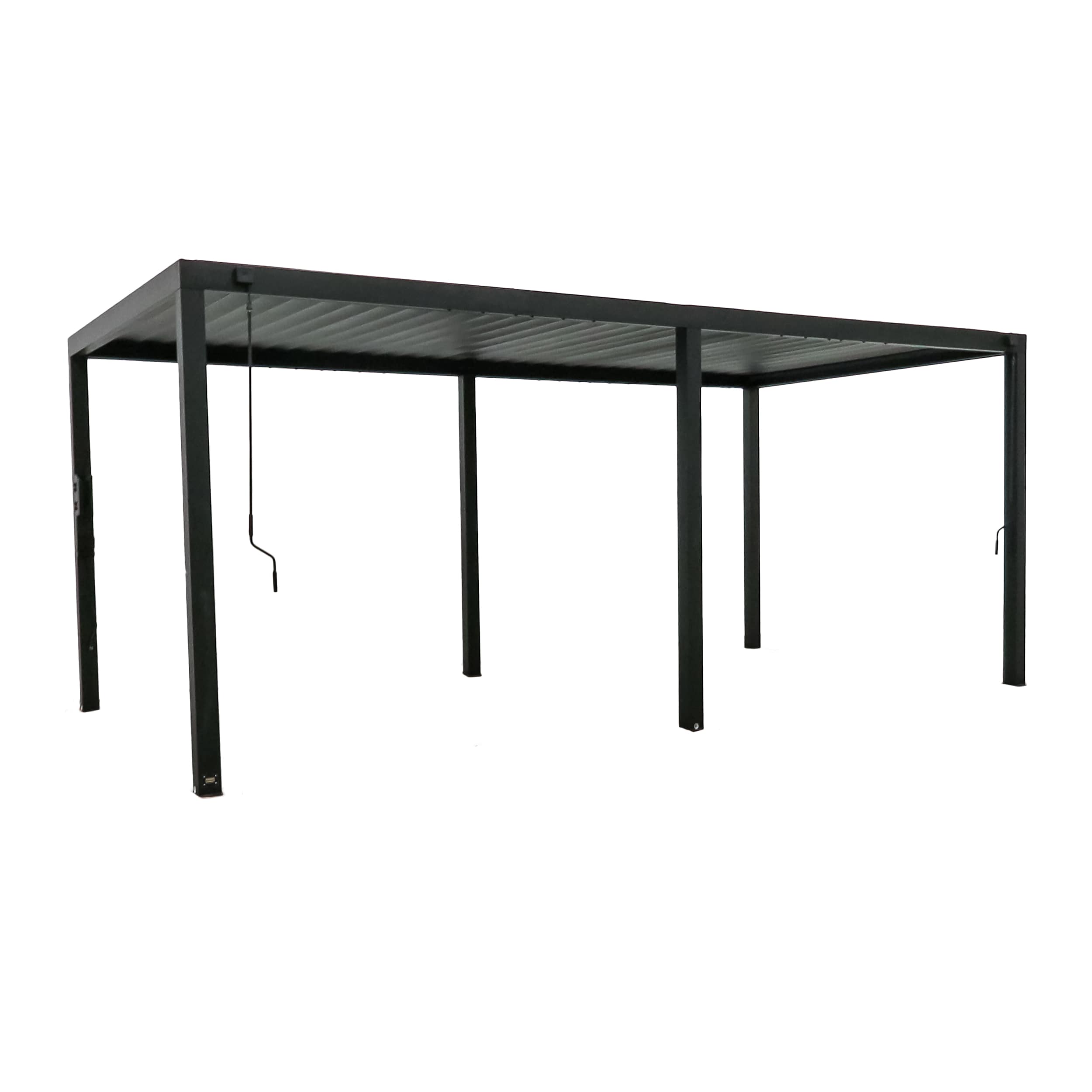 Sarasota Black Steel Louvered Pergola with Canopy