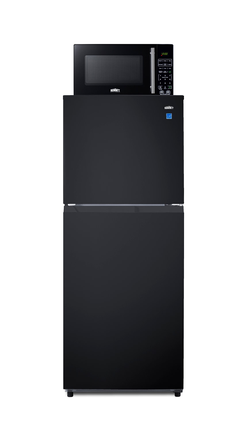 Summit Appliance MRF1087BA 10.1-Cu. Feet Commercial Refrigerators 2 Stainless steel -Door Top-freezer ( Black with stainless steel microwave handle )