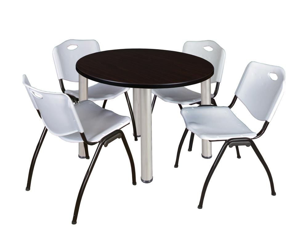 Regency TB42RNDMWBPCM47GY Breakroom Brown 4-Person Training Table (42-in W x 29-in H)