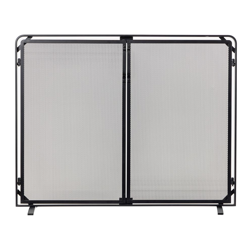 Modern Ember S18091BK 40-in Black Steel 1 -Panel Craftsman Twin Fireplace Screen