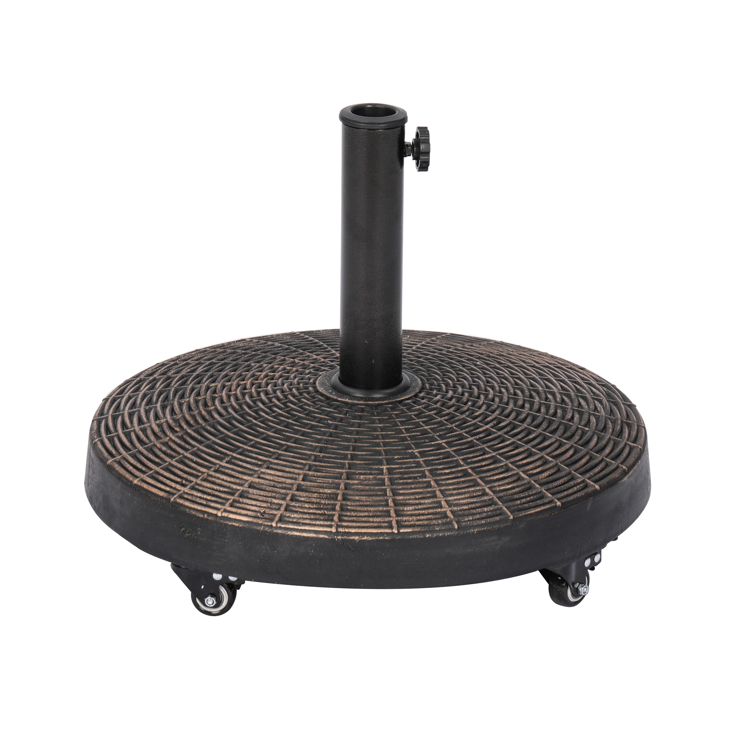 Island Umbrella Round Resin Umbrella Base Bronze Patio Umbrella Base in