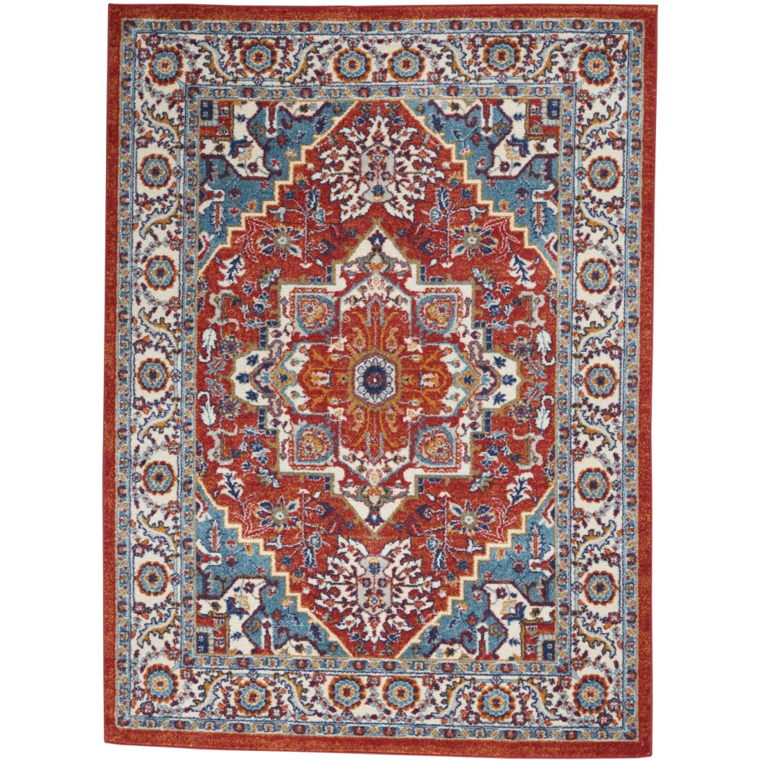 HomeRoots 4000385655 4 x 6 (ft) Polypropylene Red Multi Colored Rectangular Indoor Area rug