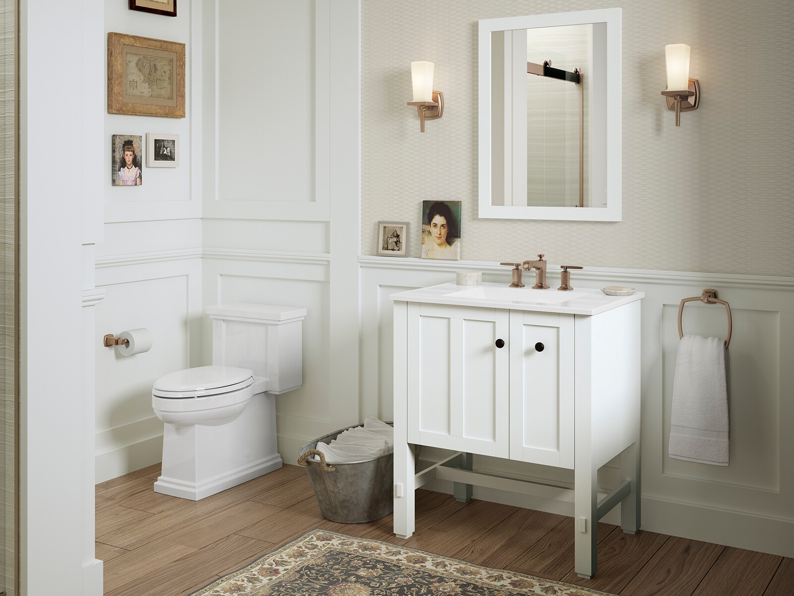 KOHLER Tresham 31-in Linen White Single Sink Bathroom Vanity with White Ceramic Top
