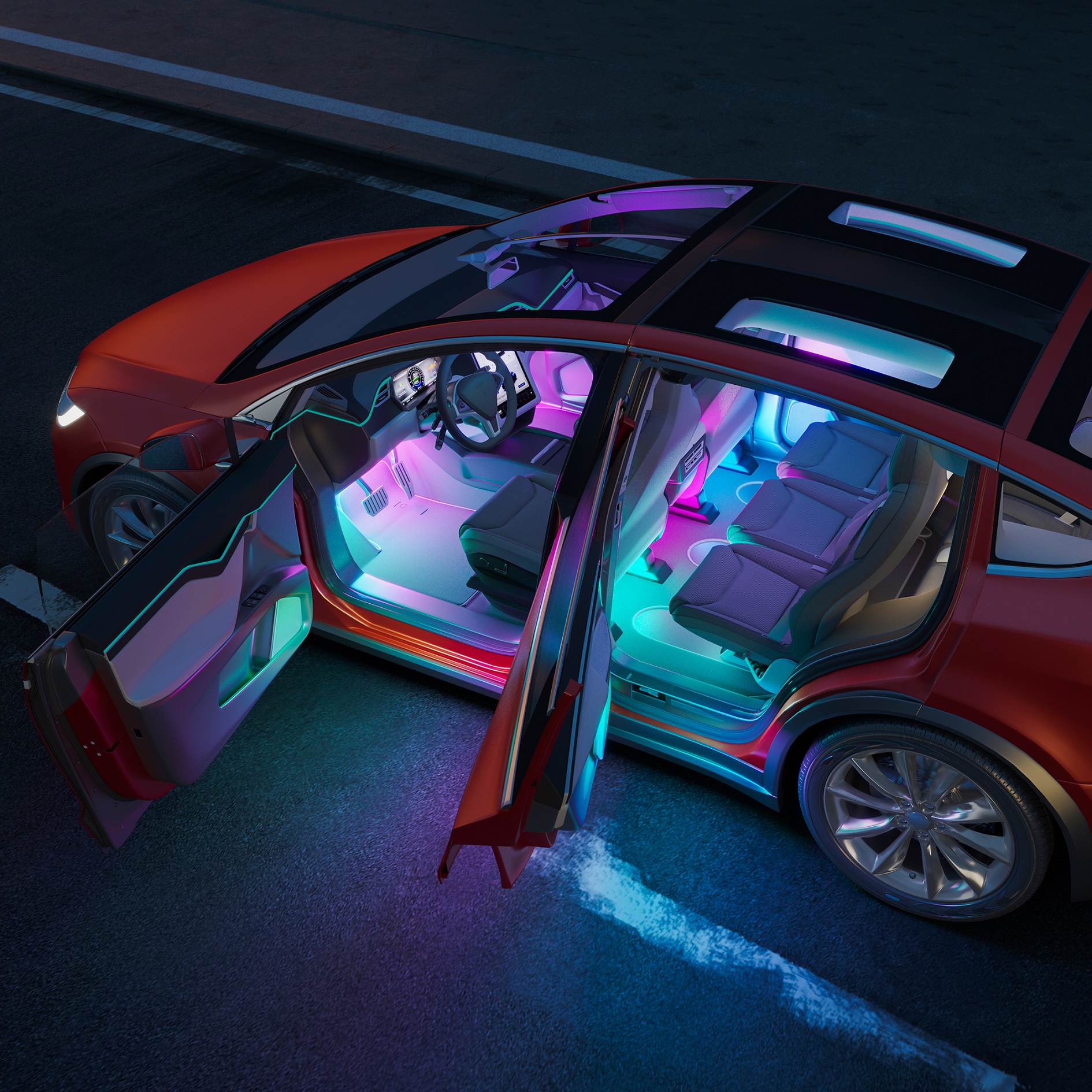 Govee Interior LED Car Light 48-in Smart Plug-in LED Under Cabinet Strip  Light at