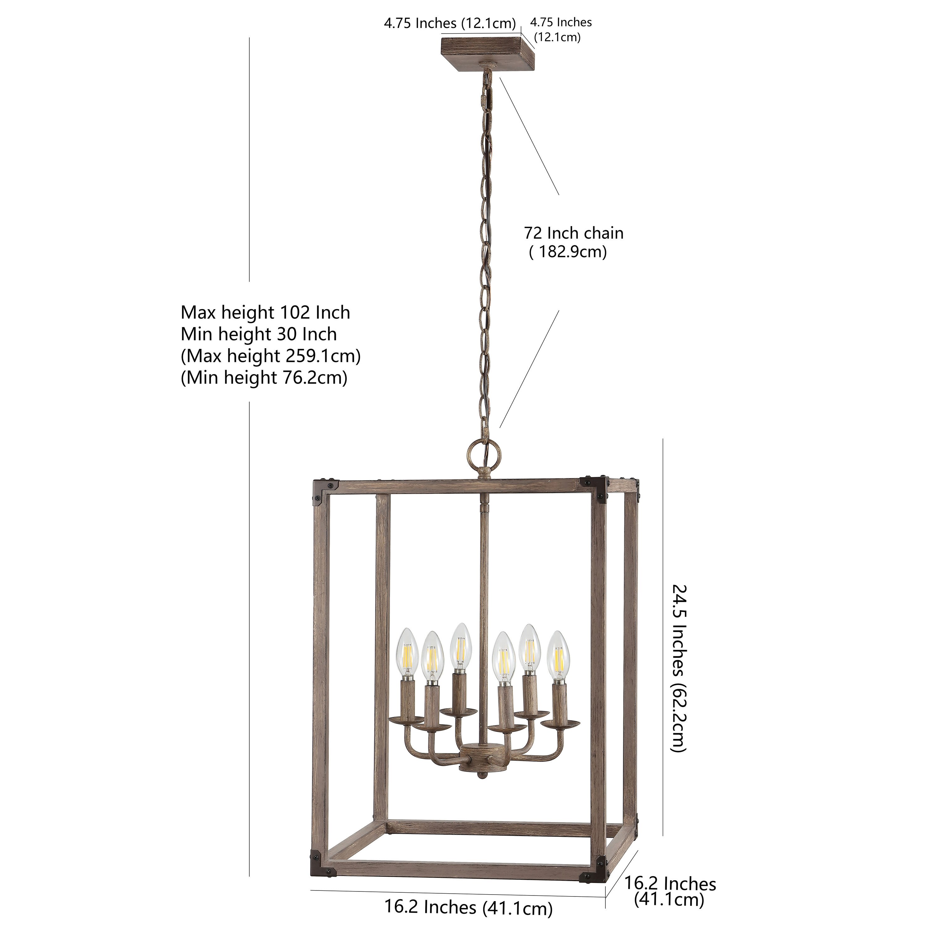 Rustic Farmhouse 16.2" Brown Iron LED Pendant with Edison-Style Bulbs