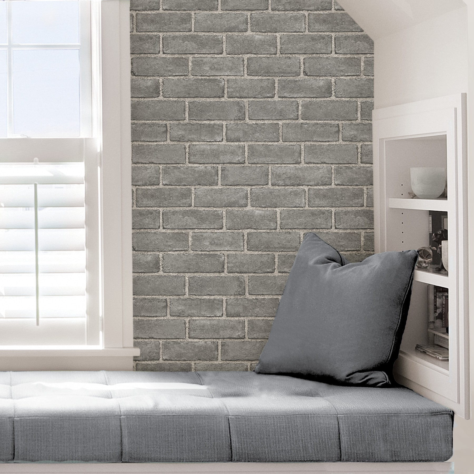 Scott Living 30.75-sq ft Grey Vinyl Textured Brick 3D Self-Adhesive ...