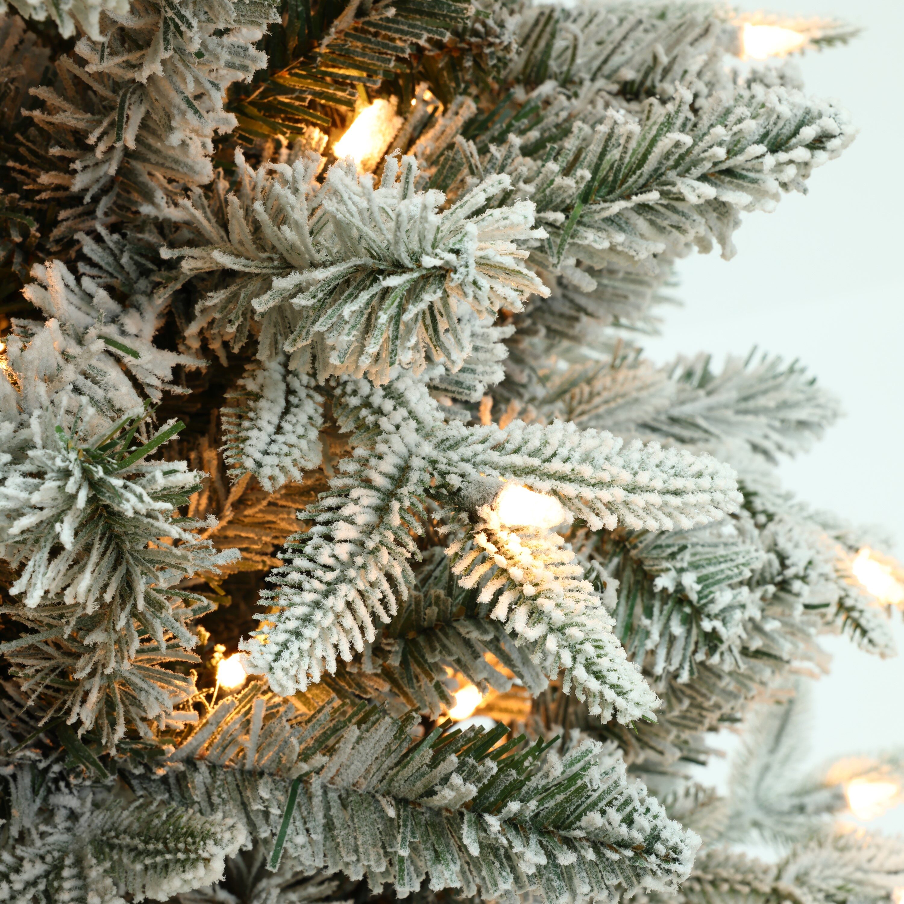 5ft White Flocked Fir Artificial Christmas Tree with LED Lights
