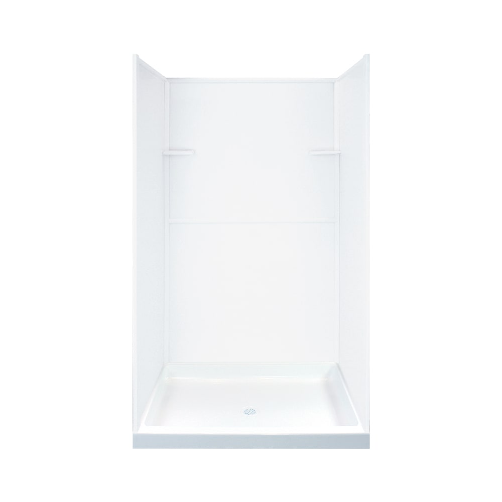 Transolid KS48-01 4-Piece 34-in W x 48-in L x 72-in H White Rectangular Alcove Shower Kit (Center Drain) with Base and Wall Included
