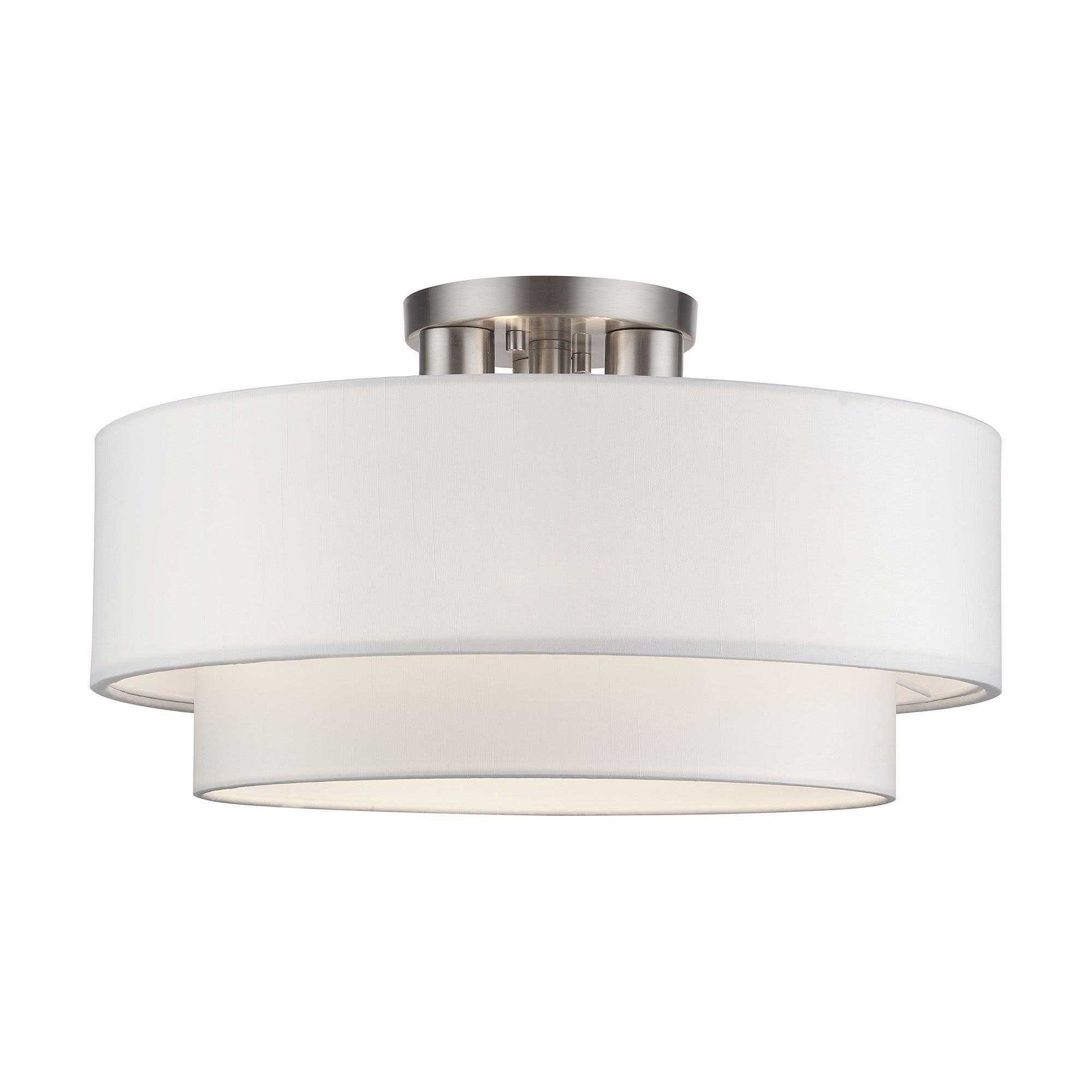 Livex Lighting Manorwood 3 - Light Brushed Nickel / Silver Incandescent Steel Flush Mount Light