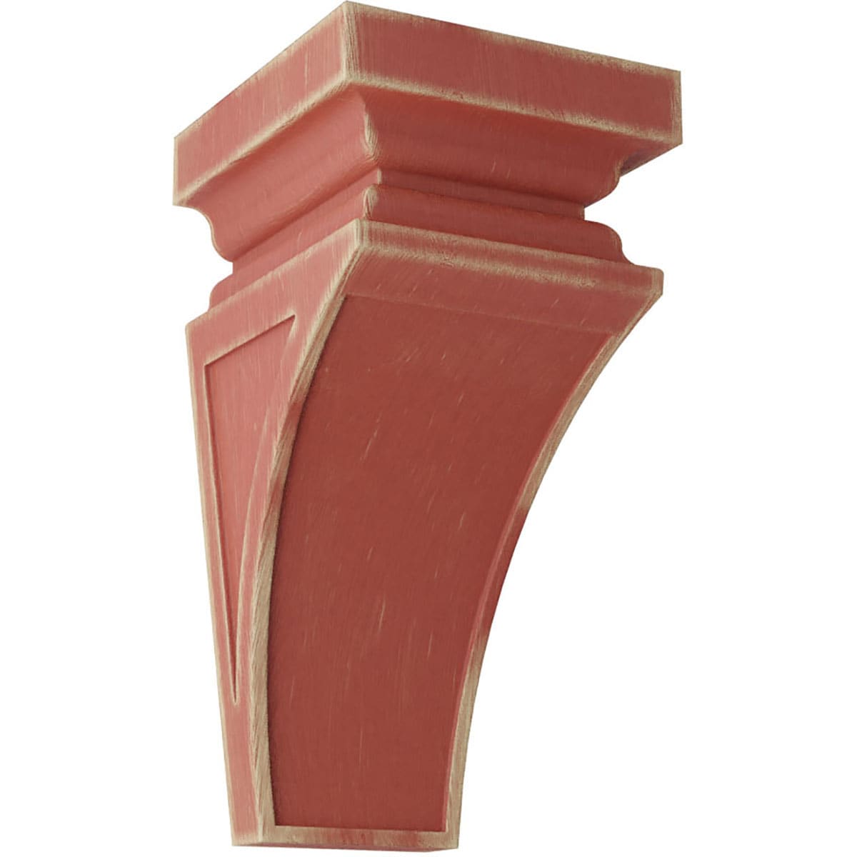 Ekena Millwork CORWD07X07X14NERD 7-in x 7.75-in x 14-in Vintage Decor Finished Rubberwood Red Wood Paintable/Stainable Corbel