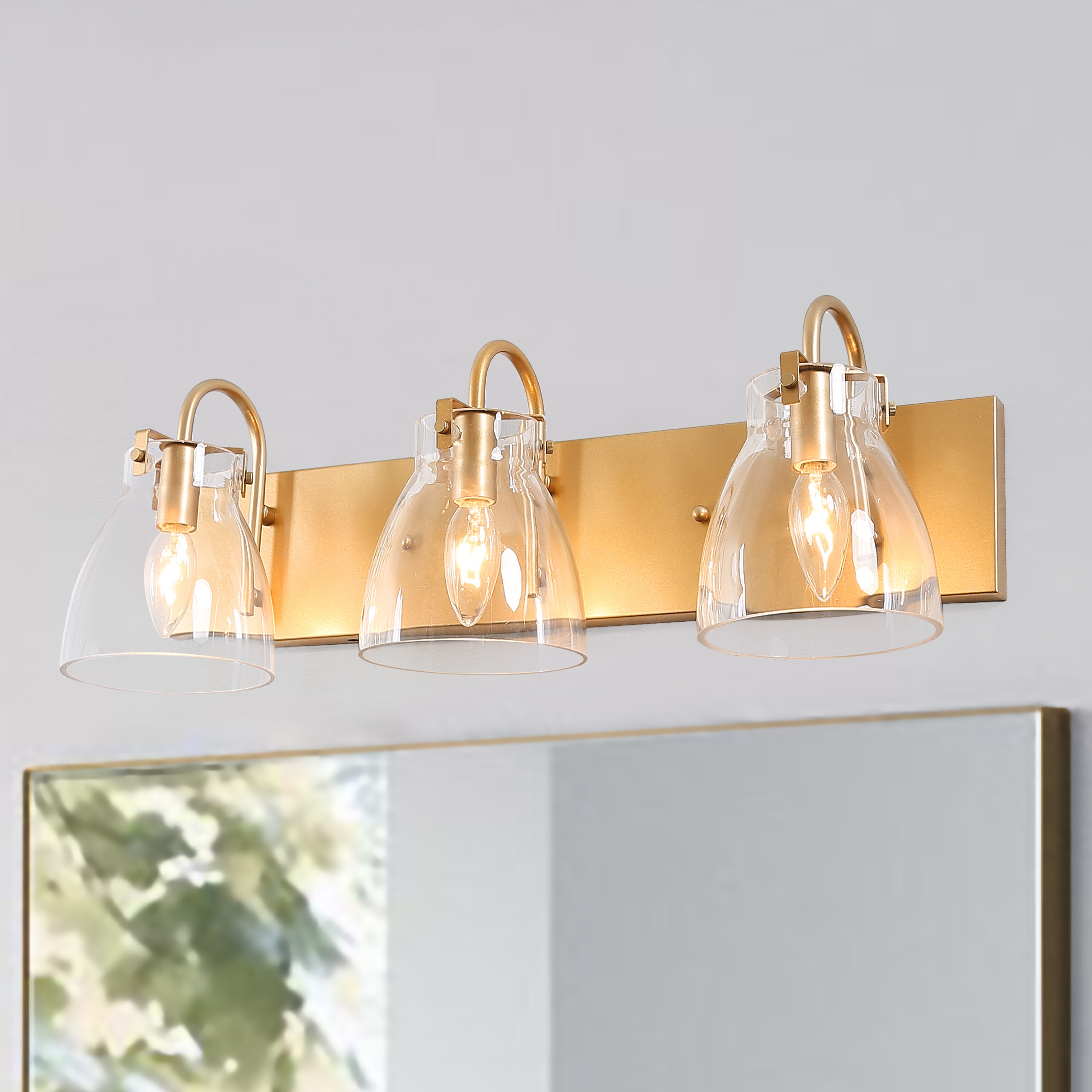 LNC QIN6JJLWS359296 Pursuit 22-in 3 -Light Matte Gold Transitional Vanity light bar