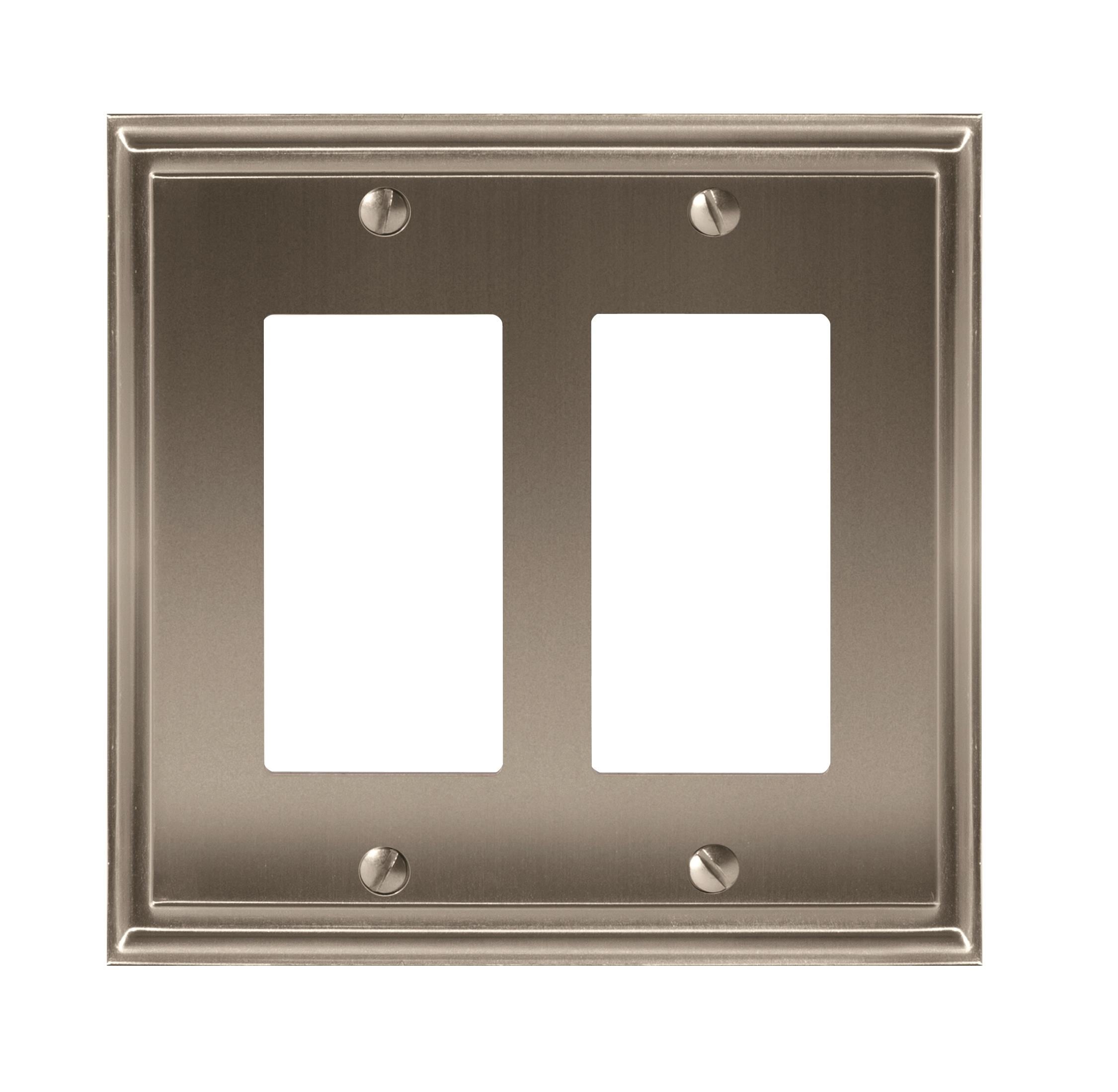 Amerock 1906963 2 -Gang Standard Size Satin Nickel Zinc Indoor Decorator Wall Plate