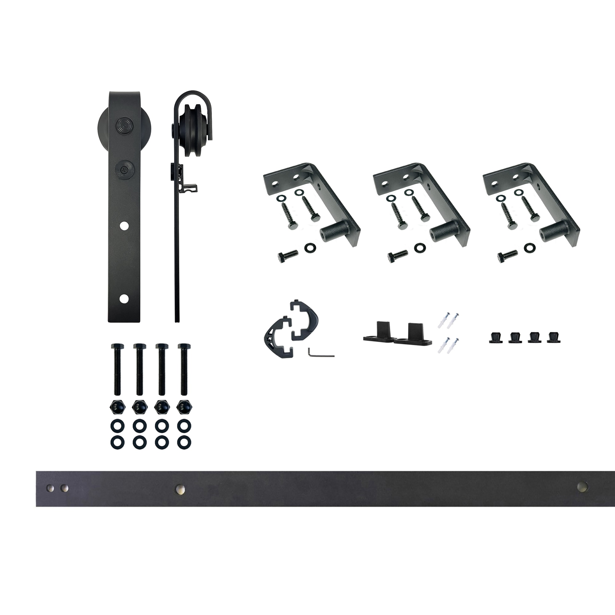 HOMACER CM-YT1TGH048C 48-in Rustic black Black Indoor J-strap Single Barn door hardware kit