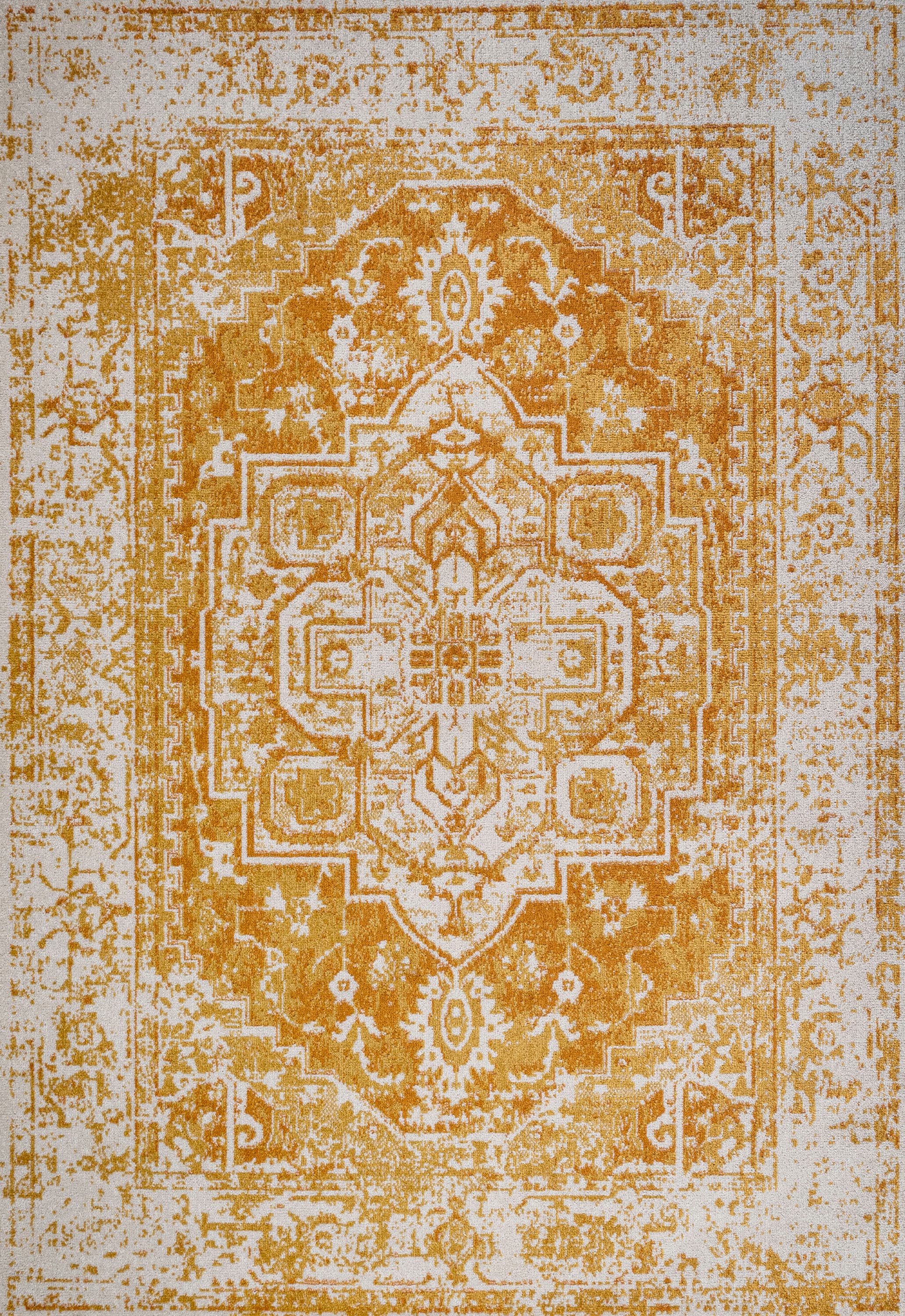 Audrey Ivory and Orange Medallion Bohemian Area Rug