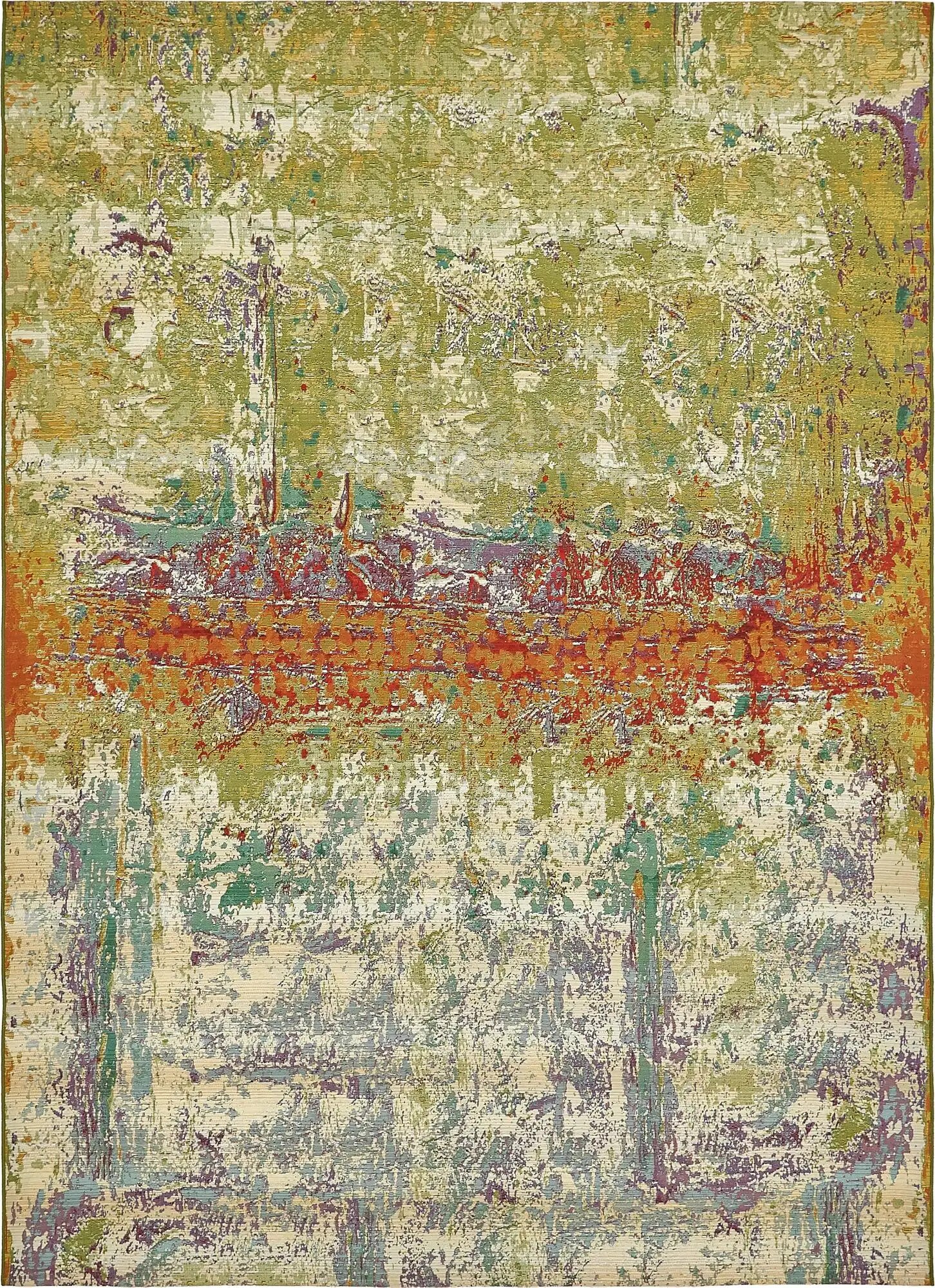 Colorful Abstract Synthetic Outdoor Rectangular Rug 8' x 11'